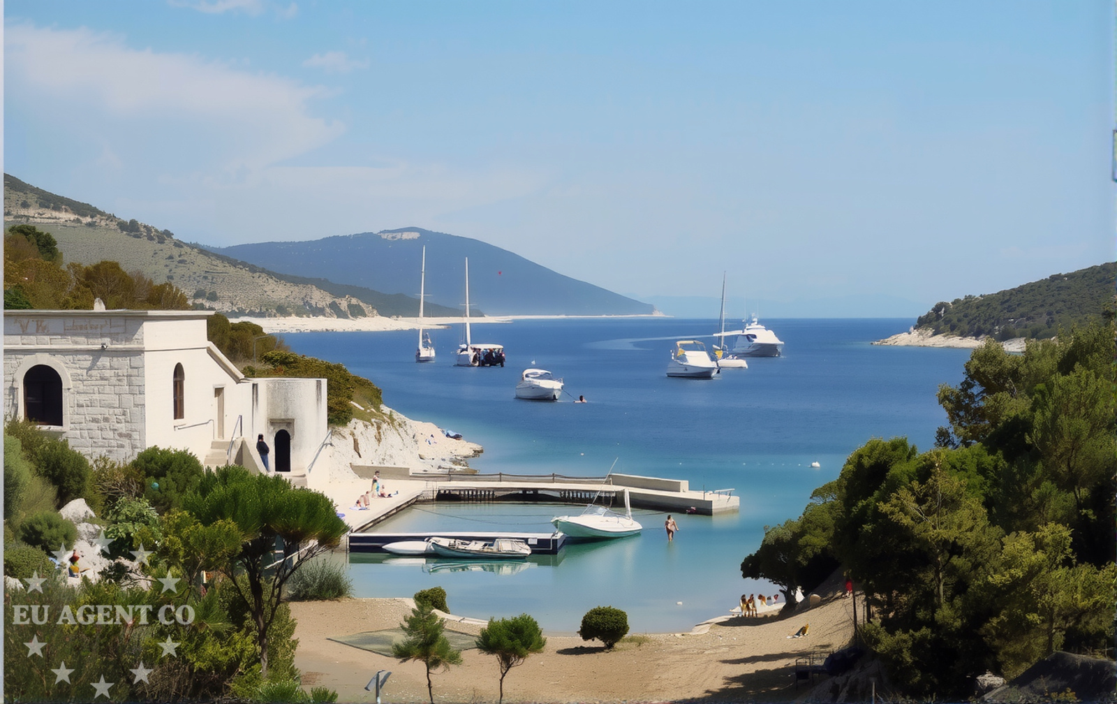 Anchorage on Skarda Island, North Dalmatia, Croatia, with calm waters and sandy seabed