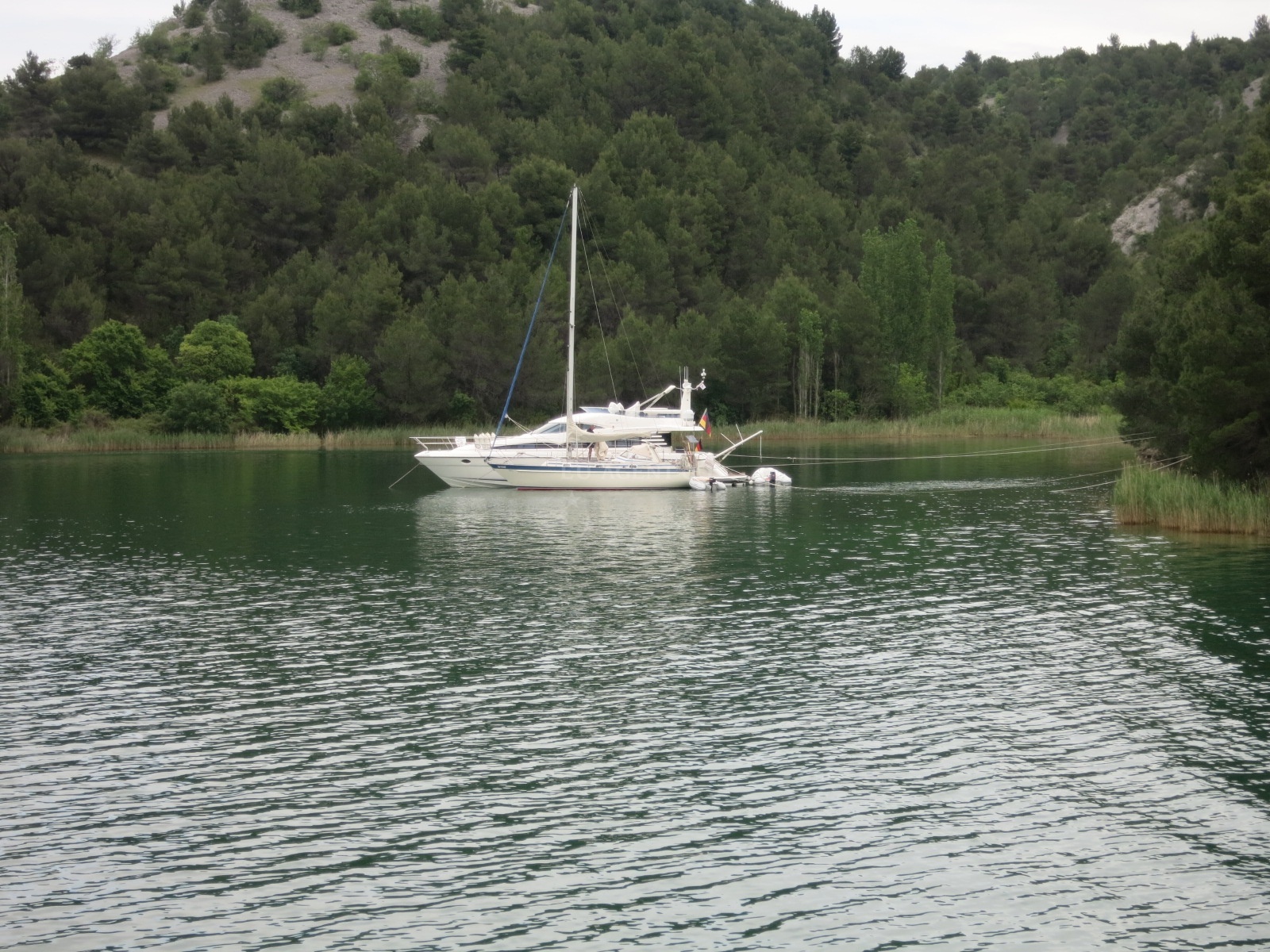 Anchorage in Skradin, North Dalmatia, Croatia with marked buoys