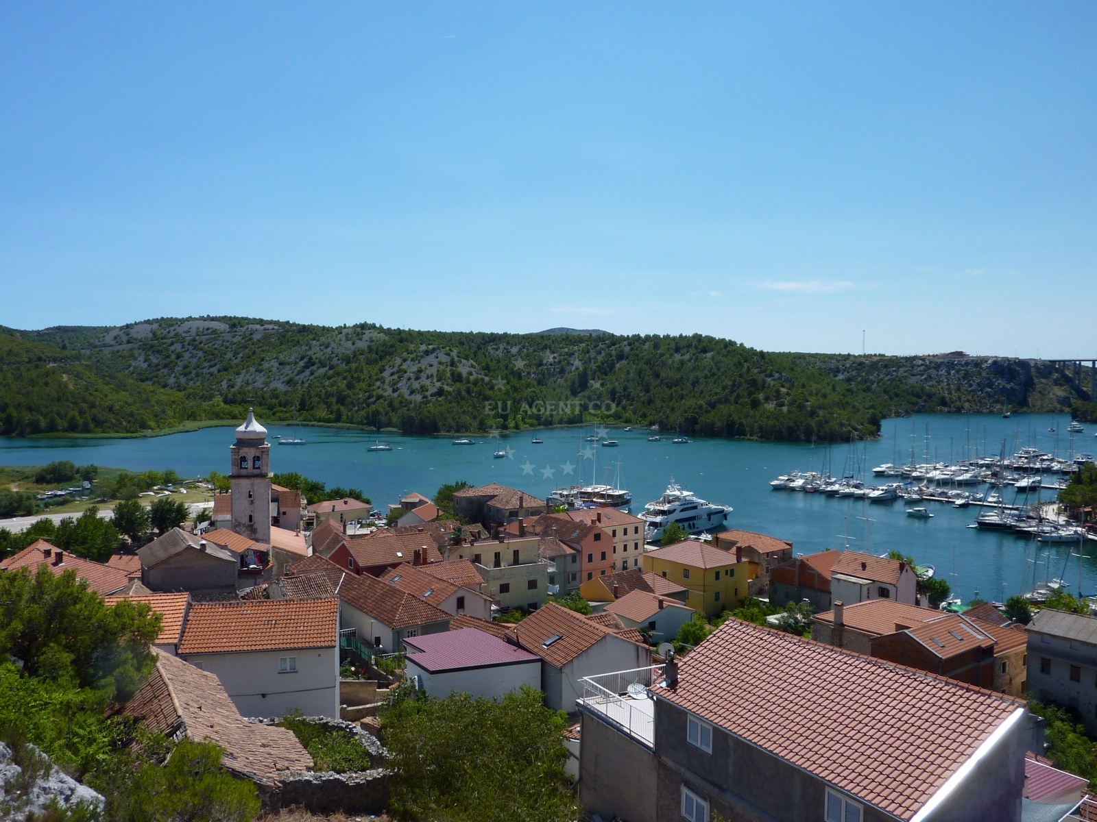 View of Skradin anchorage with nearby ACI Marina Skradin