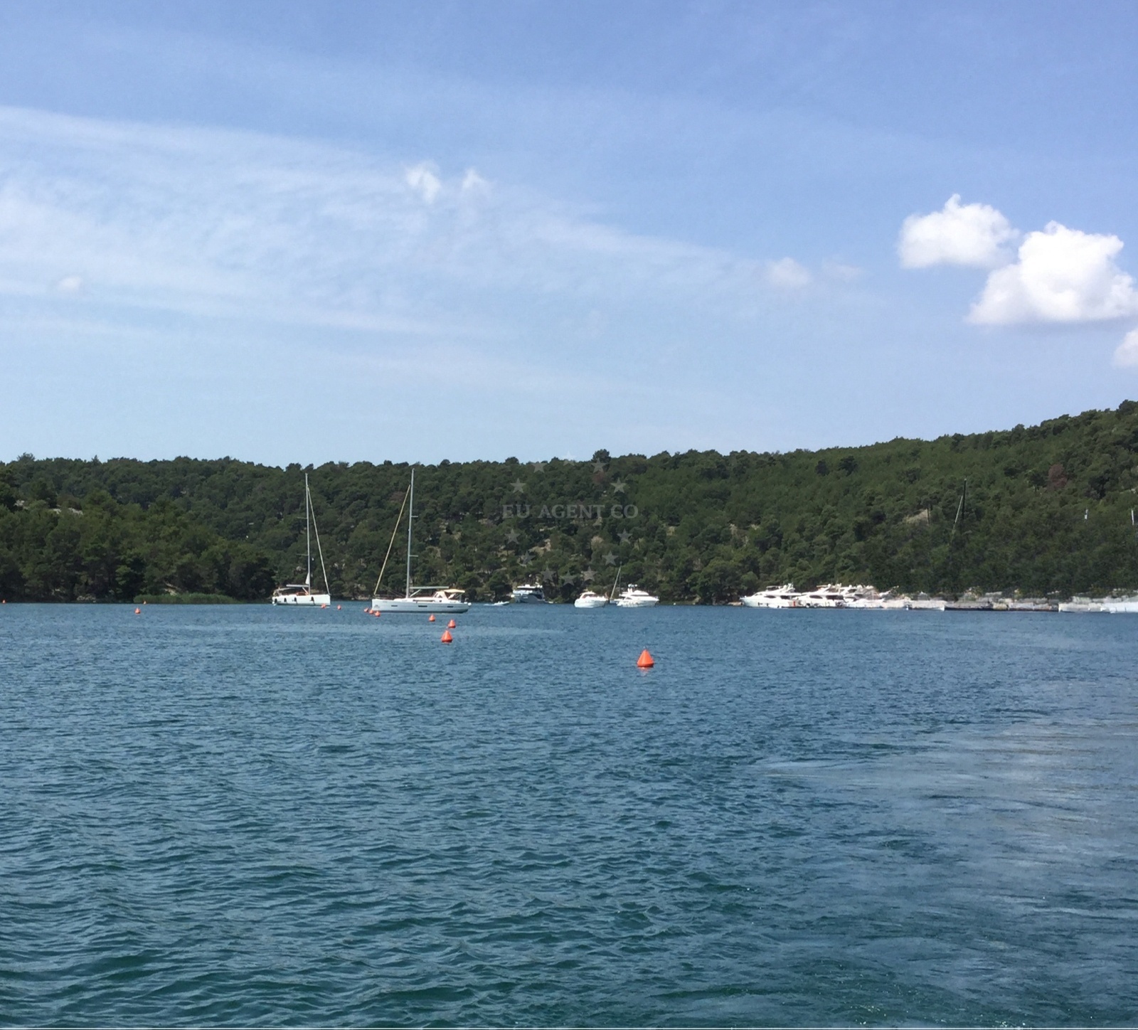Sailboats anchored near Skradin, North Dalmatia