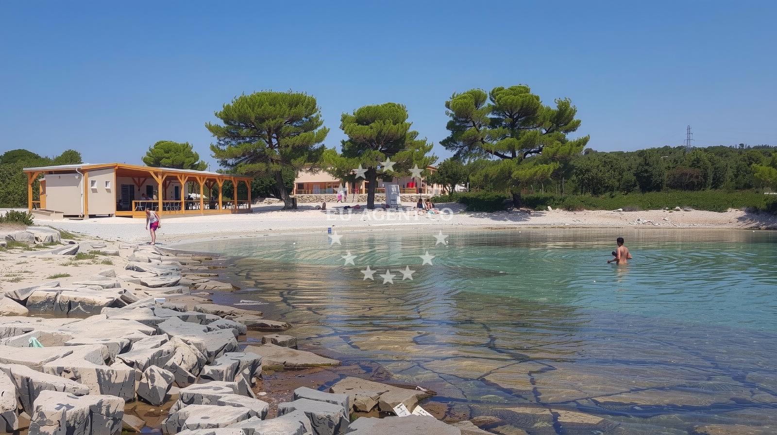 Sandy beach near Ugljan anchorage with clear waters