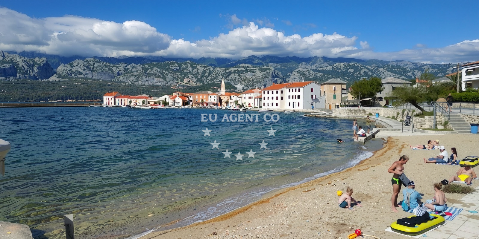 Anchorage in Vinjerac, North Dalmatia, Croatia with clear waters and nearby coastal landscape