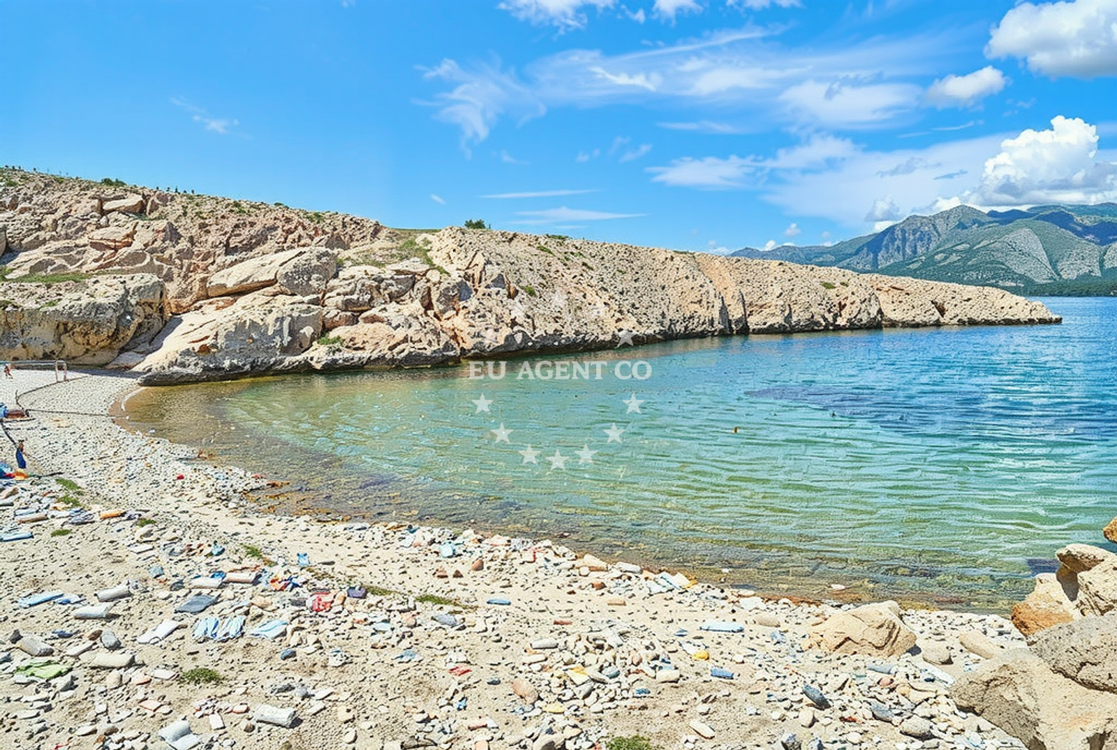 Vinjerac Beach near the anchorage with rocky shorelines and calm waters