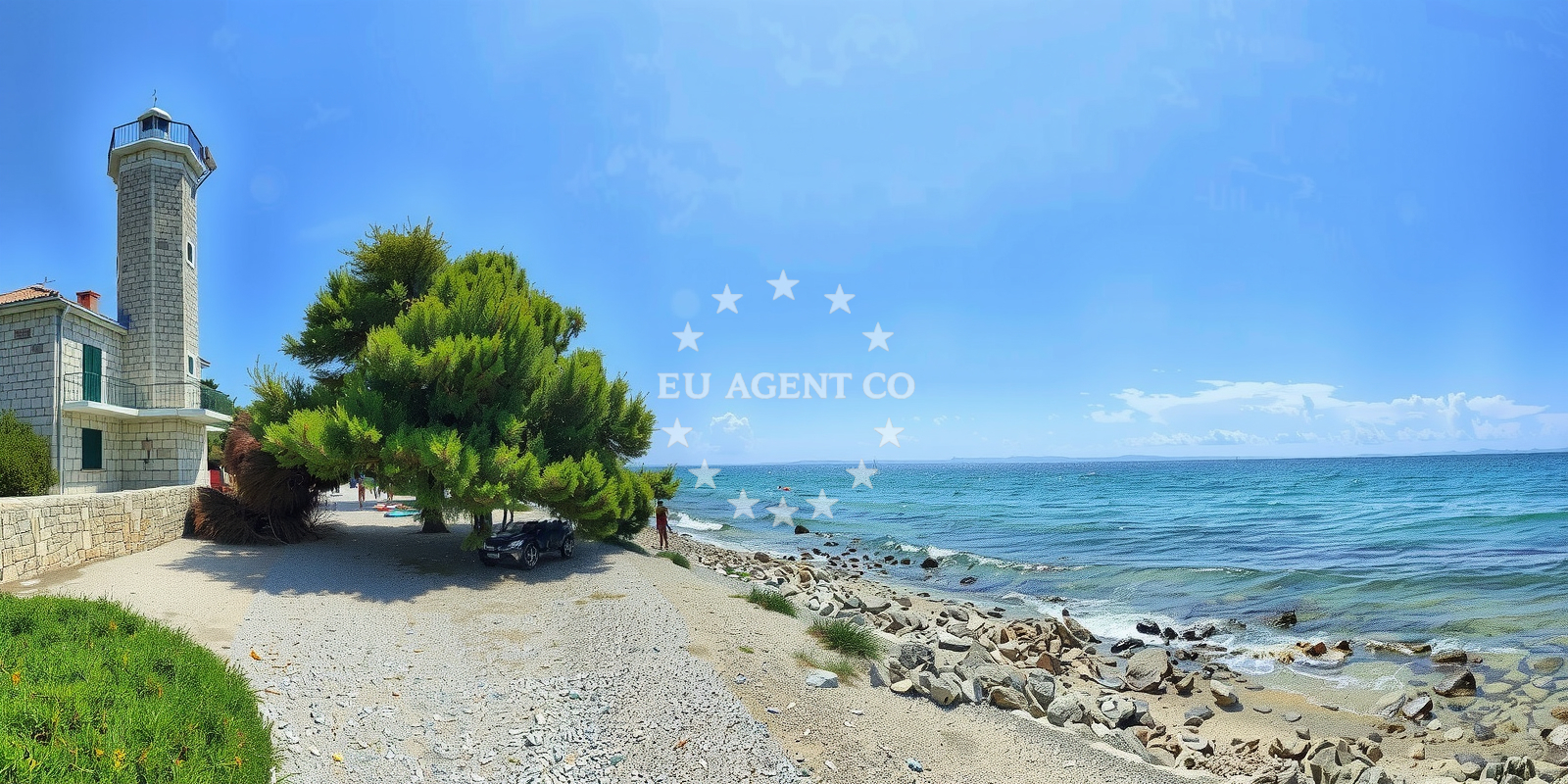 Plaza Meka Beach on Vir Island, North Dalmatia, Croatia with white sand and turquoise waters