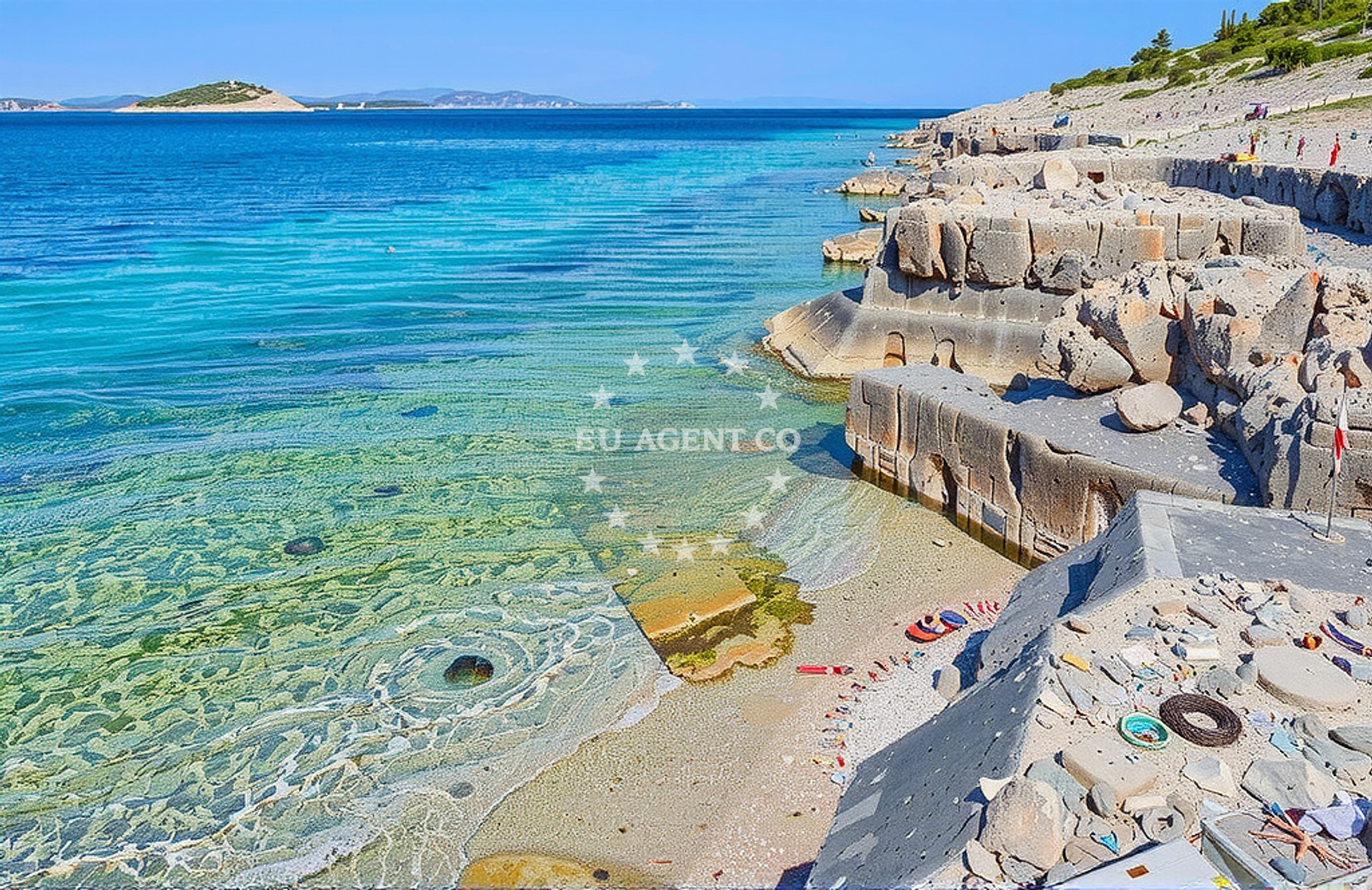 Coastal view near anchorage in Žirje on the island Žirje, Croatia
