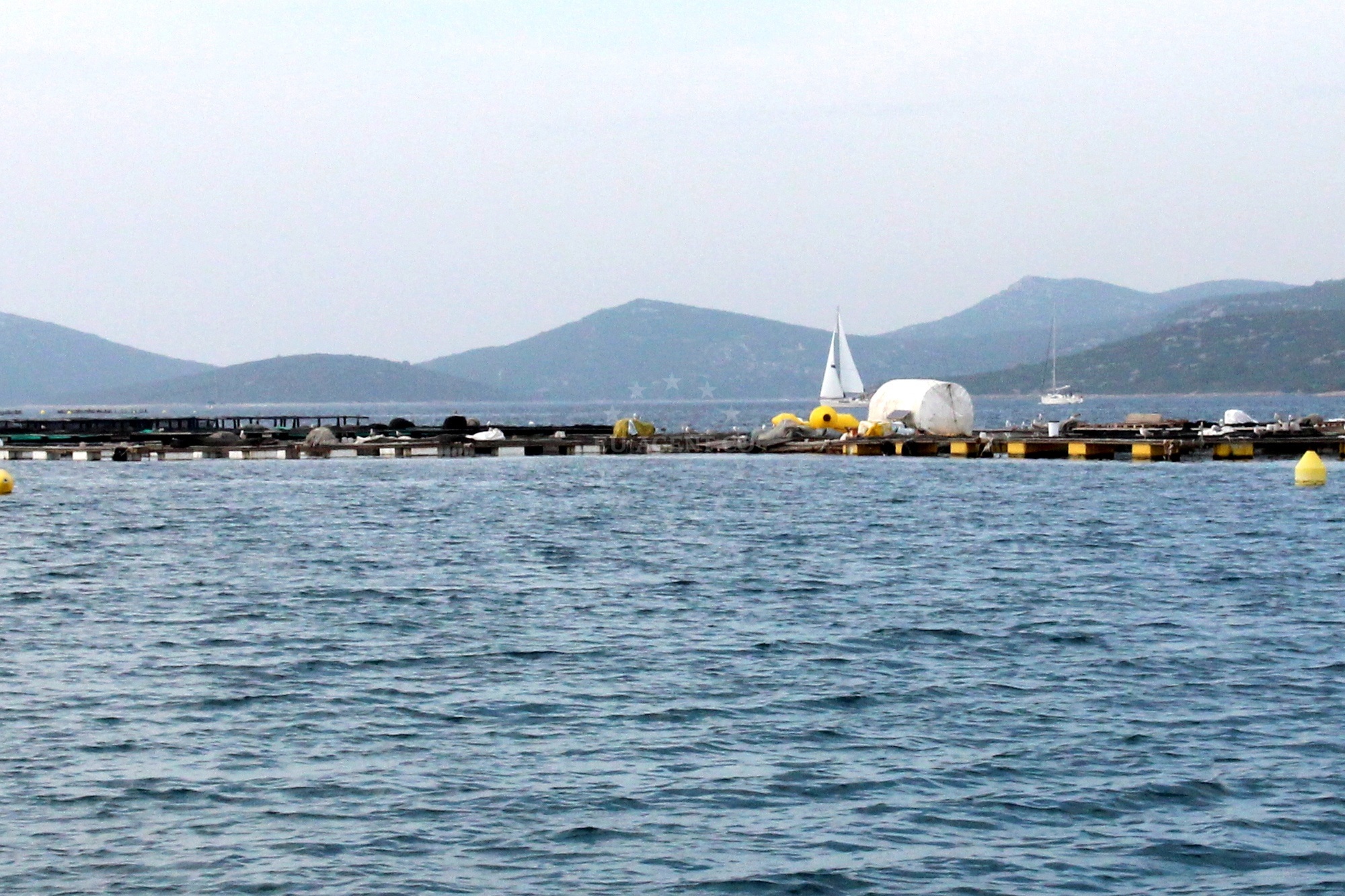Calm anchorage on Zizanj Island with distant views of the Adriatic Sea
