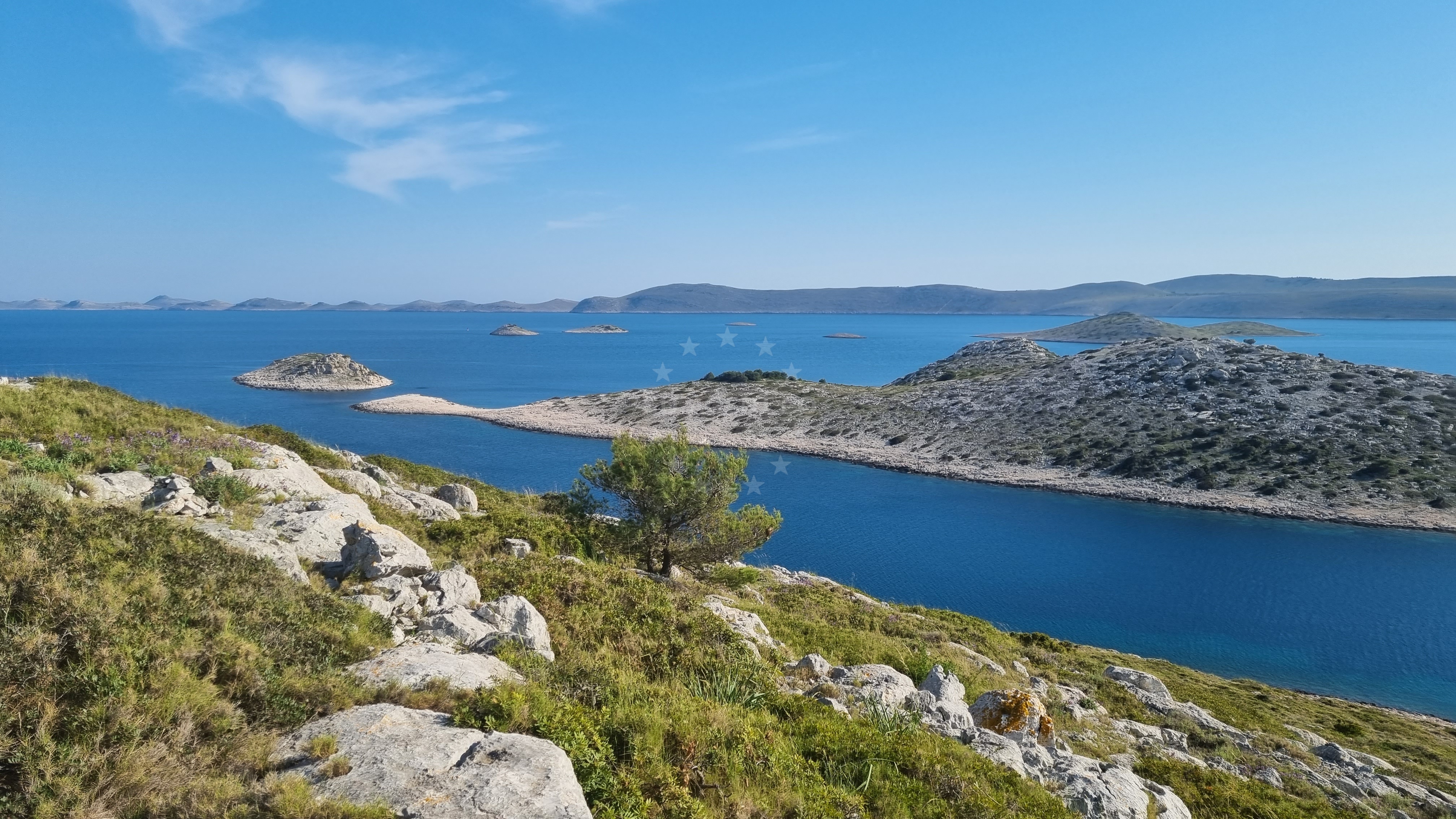 Southern coastline of Zut Island with anchorage position