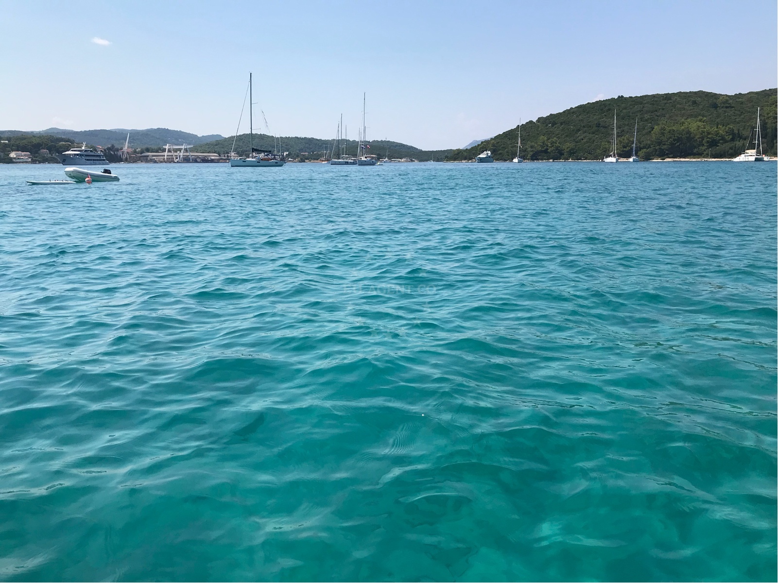 View of Badija Island anchorage from the shore