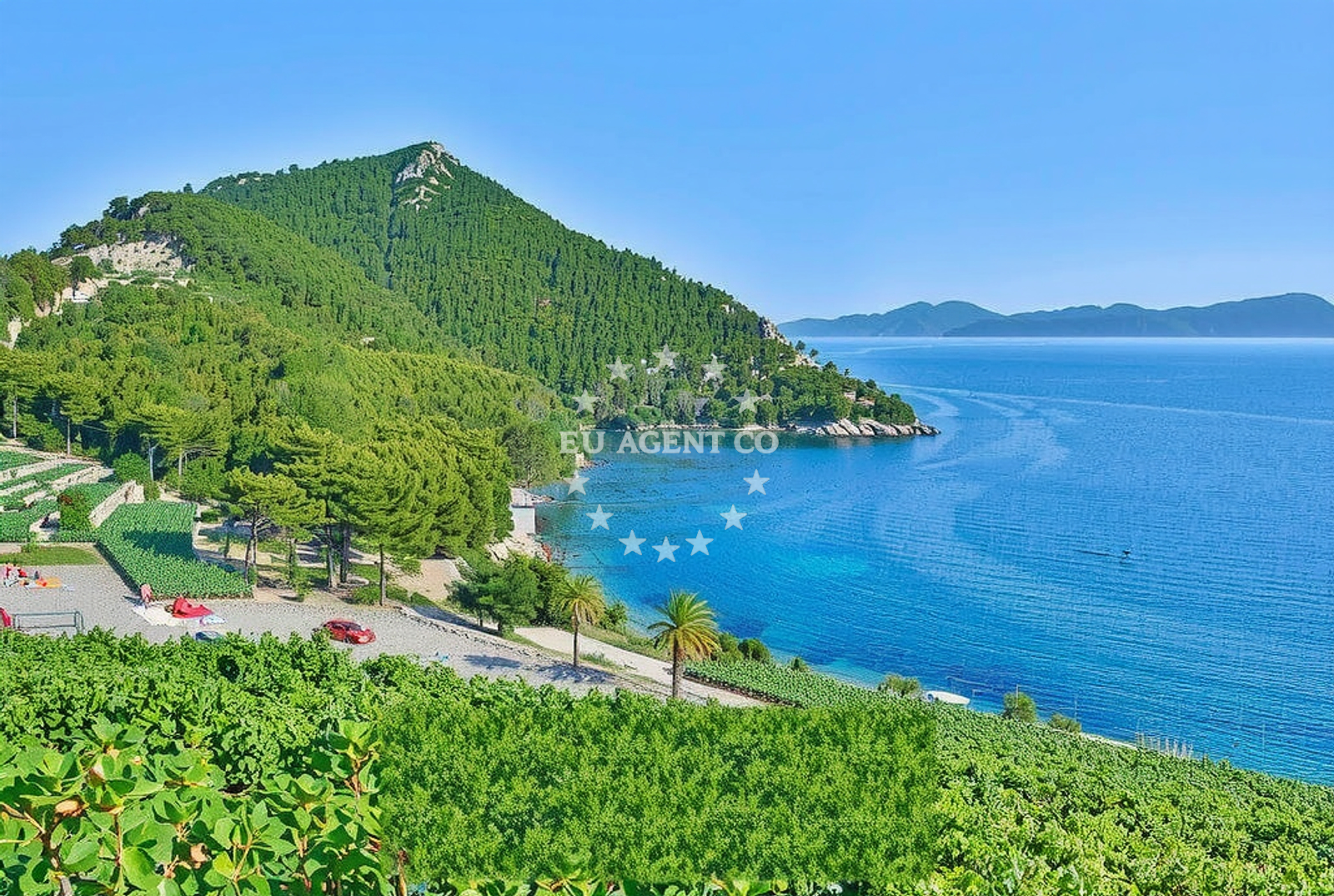 Broce Anchorage in South Dalmatia, Croatia, with a sandy seabed and calm waters.