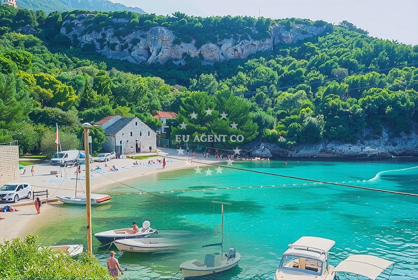Sandy beach at Sjekirica, Brsečine, near anchorage