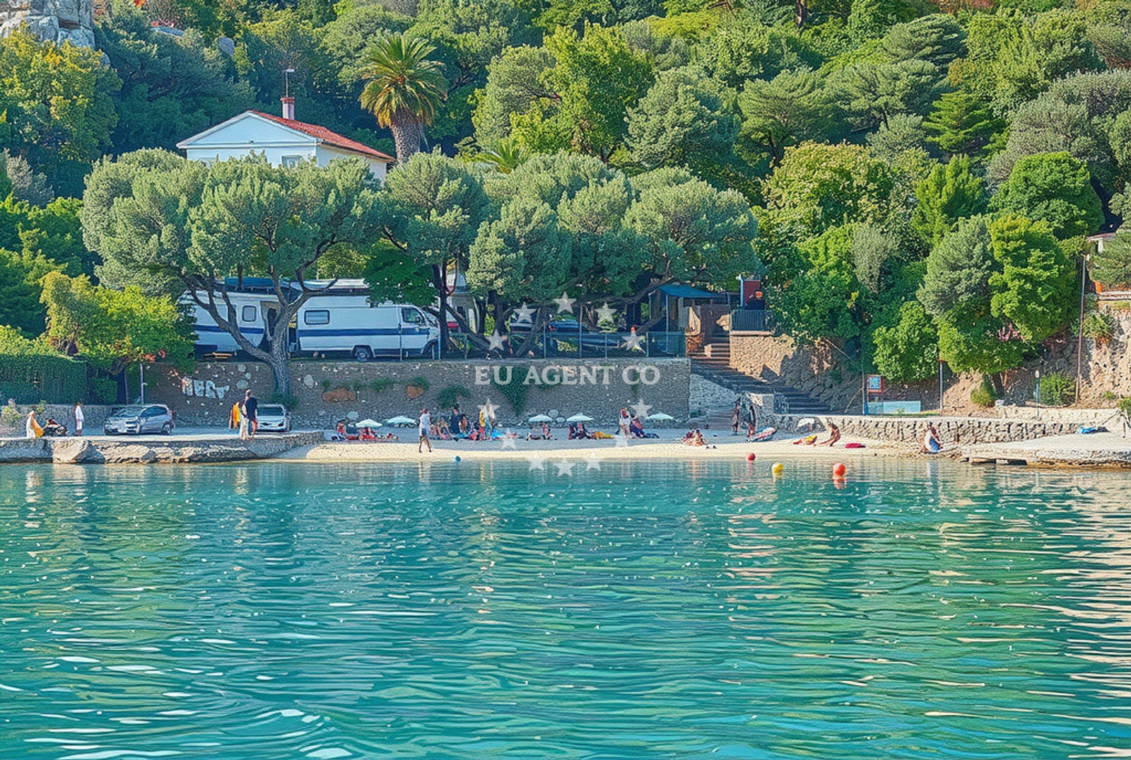 Anchorage in Crikvice, South Dalmatia, Croatia with calm waters and nearby Crikvice village