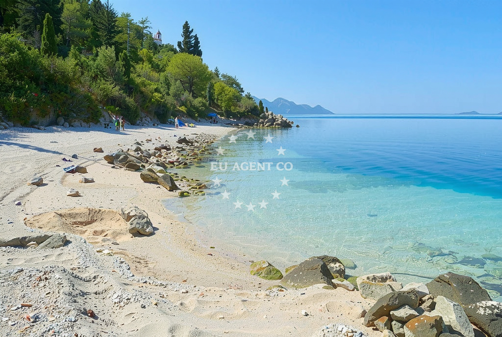 Anchorage in Duba, South Dalmatia, Croatia with a yacht anchored near the shore