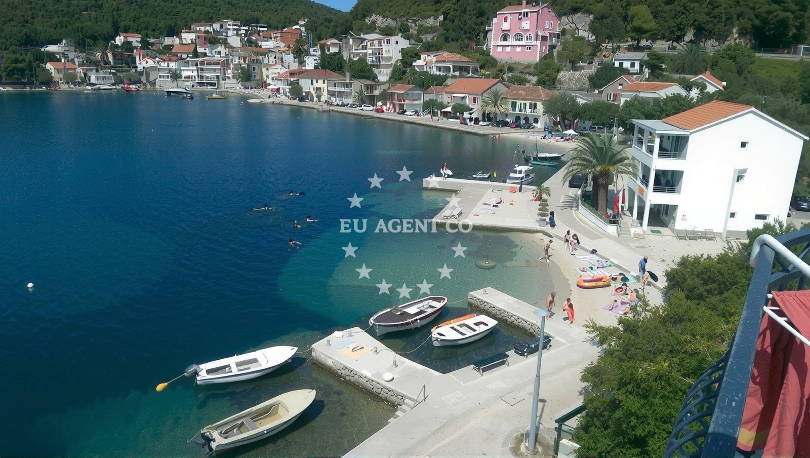 Harbor in Žuljana, South Dalmatia, with boats and coastal views