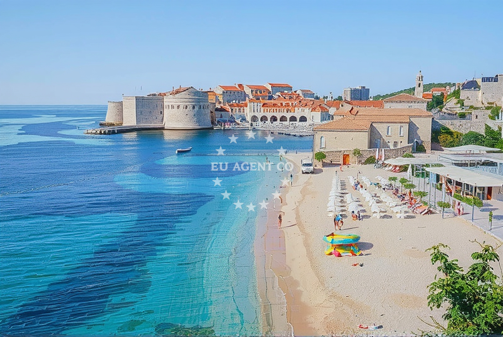 Anchorage in Dubrovnik with the Old Town visible in the distance