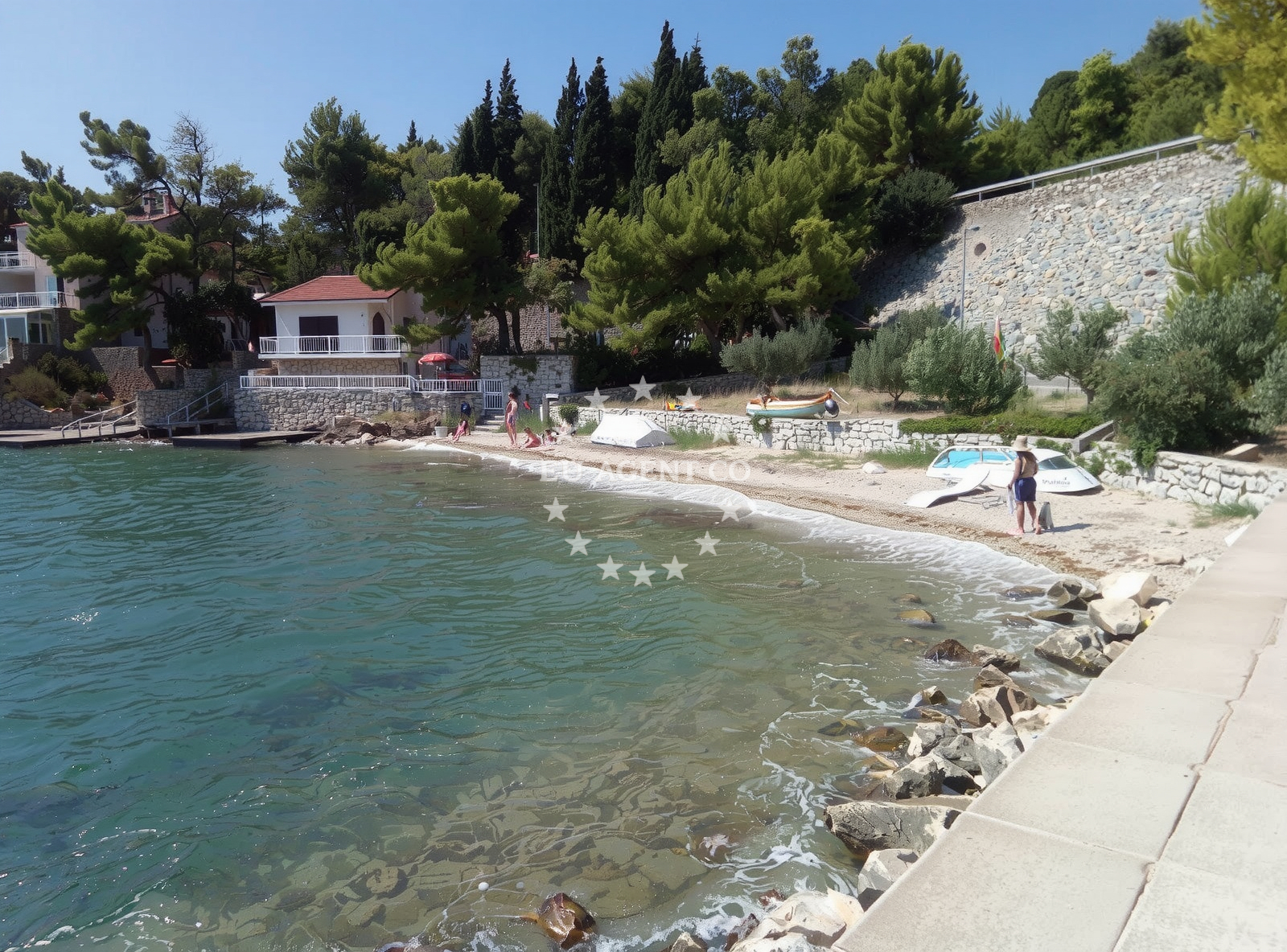 Anchorage in Klek, South Dalmatia, Croatia with calm waters and nearby coastline