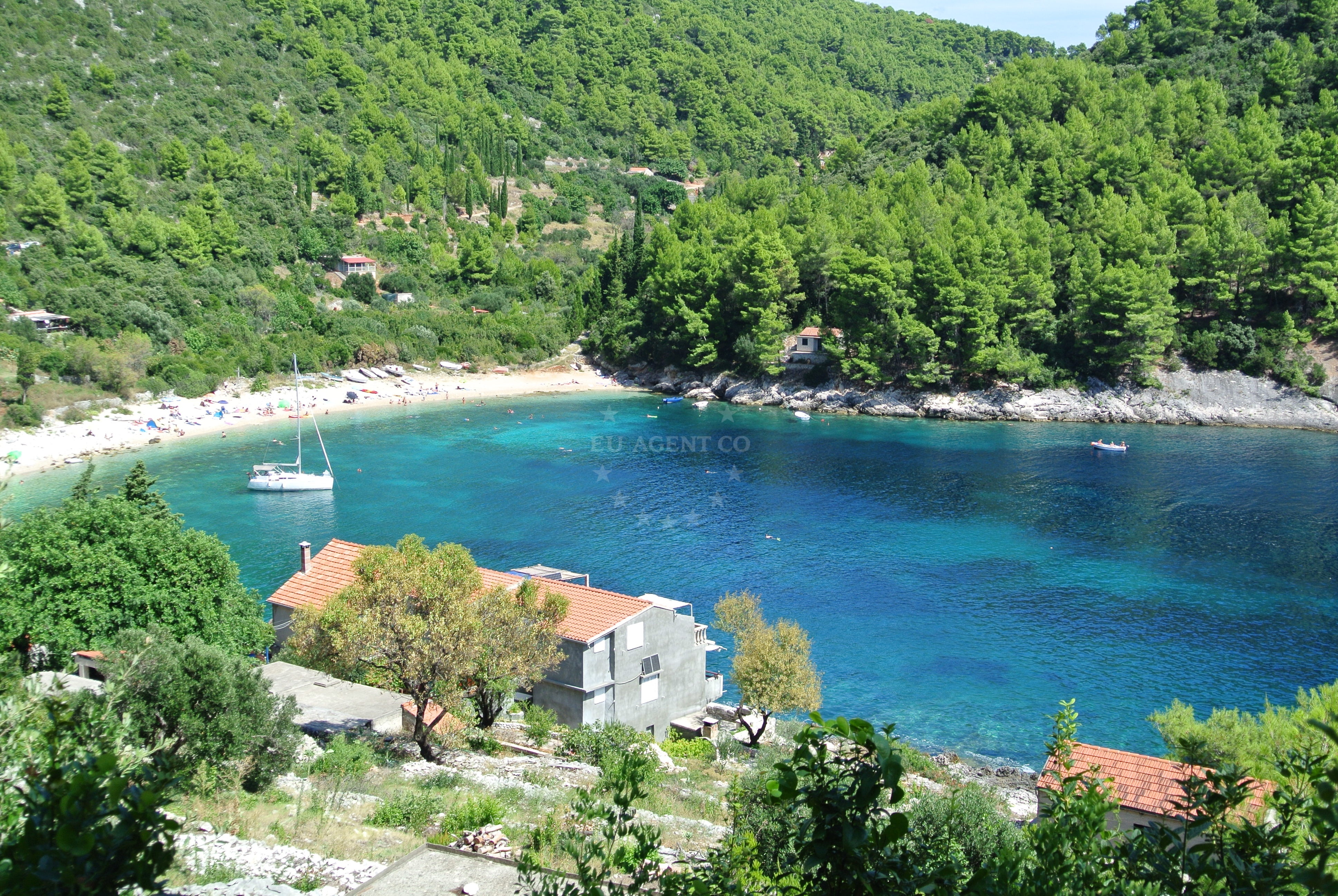 Sandy seabed anchorage near Pupnatska Luka beach on Korcula