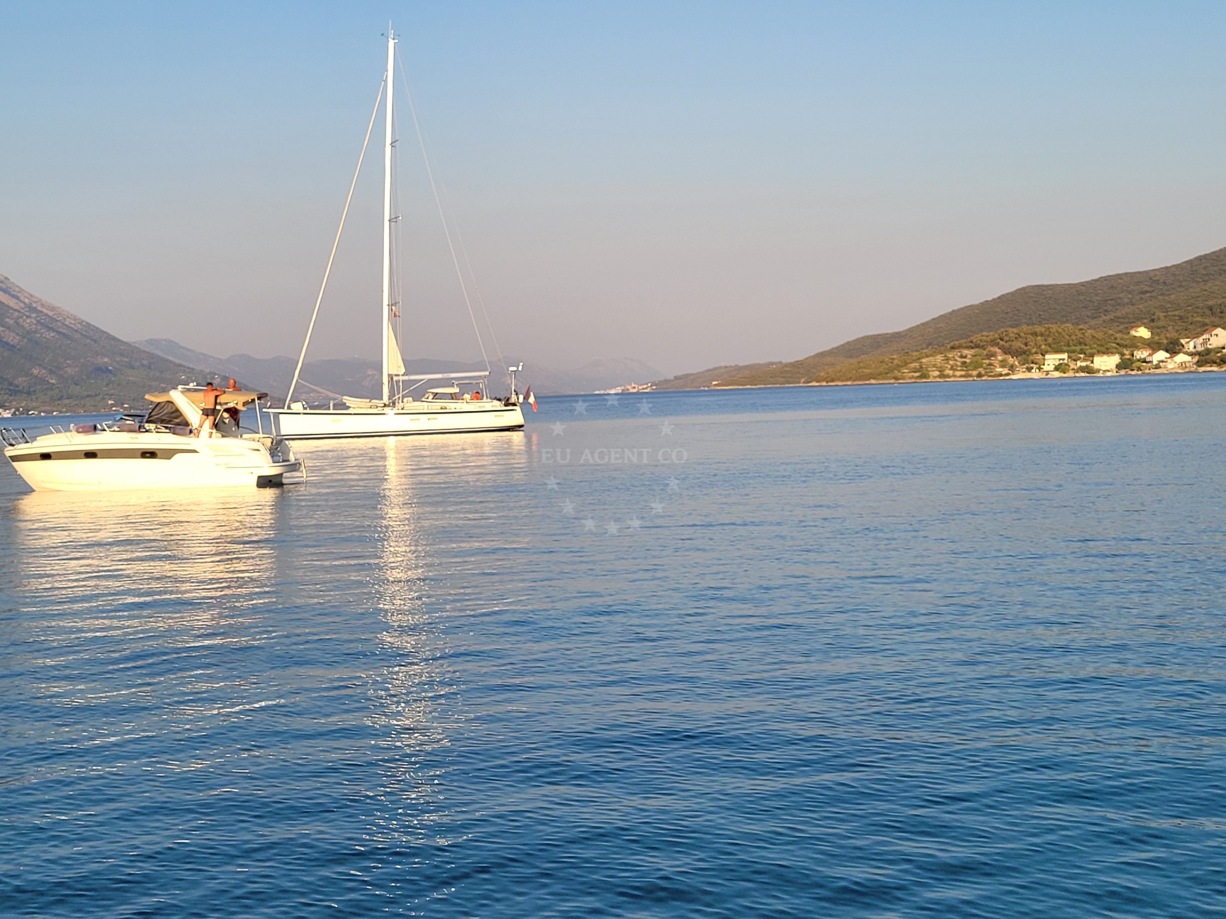 Anchorage in Račišće, Korčula with sandy seabed and nearby Kneza Beach