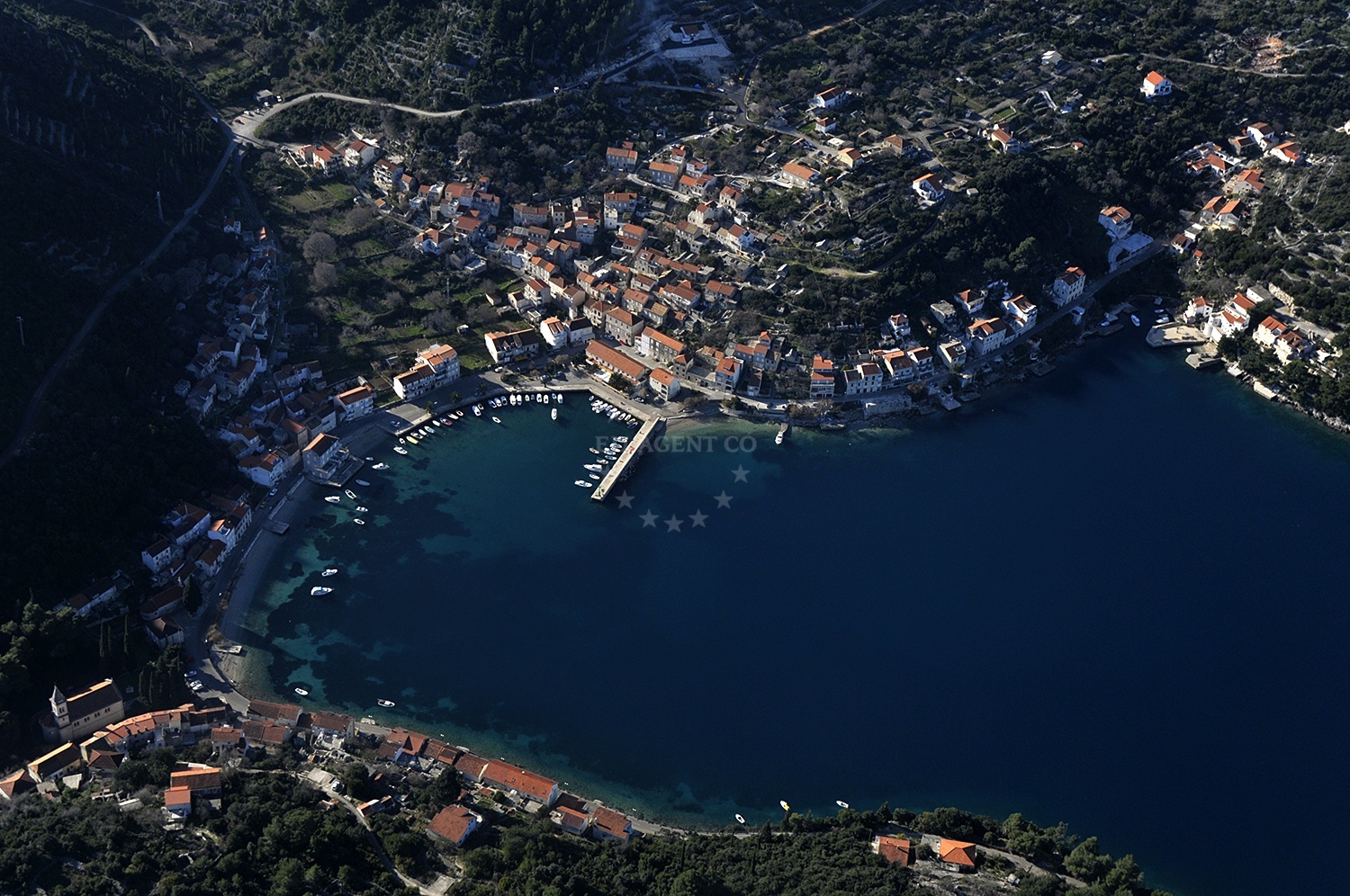 Coastal view near anchorage in Račišće on the island Korčula, Croatia
