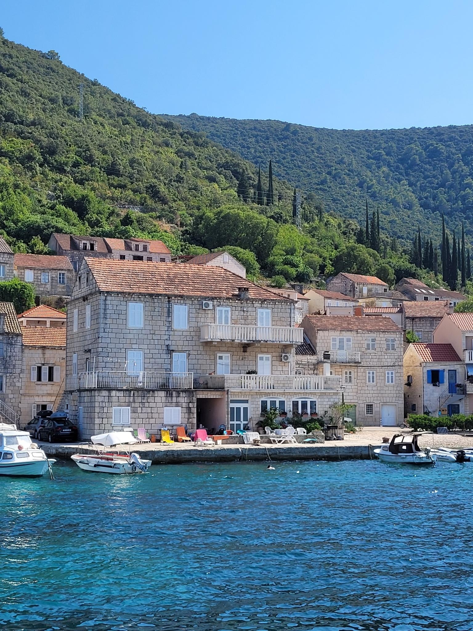 Coastal view near anchorage in Račišće on the island Korčula, Croatia