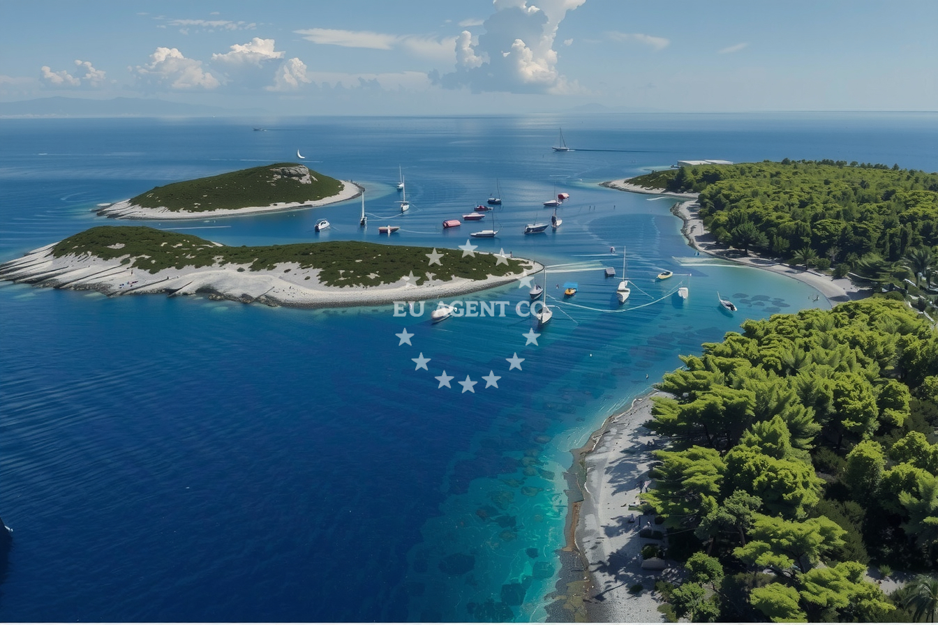 Saplun Anchorage on Lastovnjaci Island, Croatia with calm waters and nearby boats