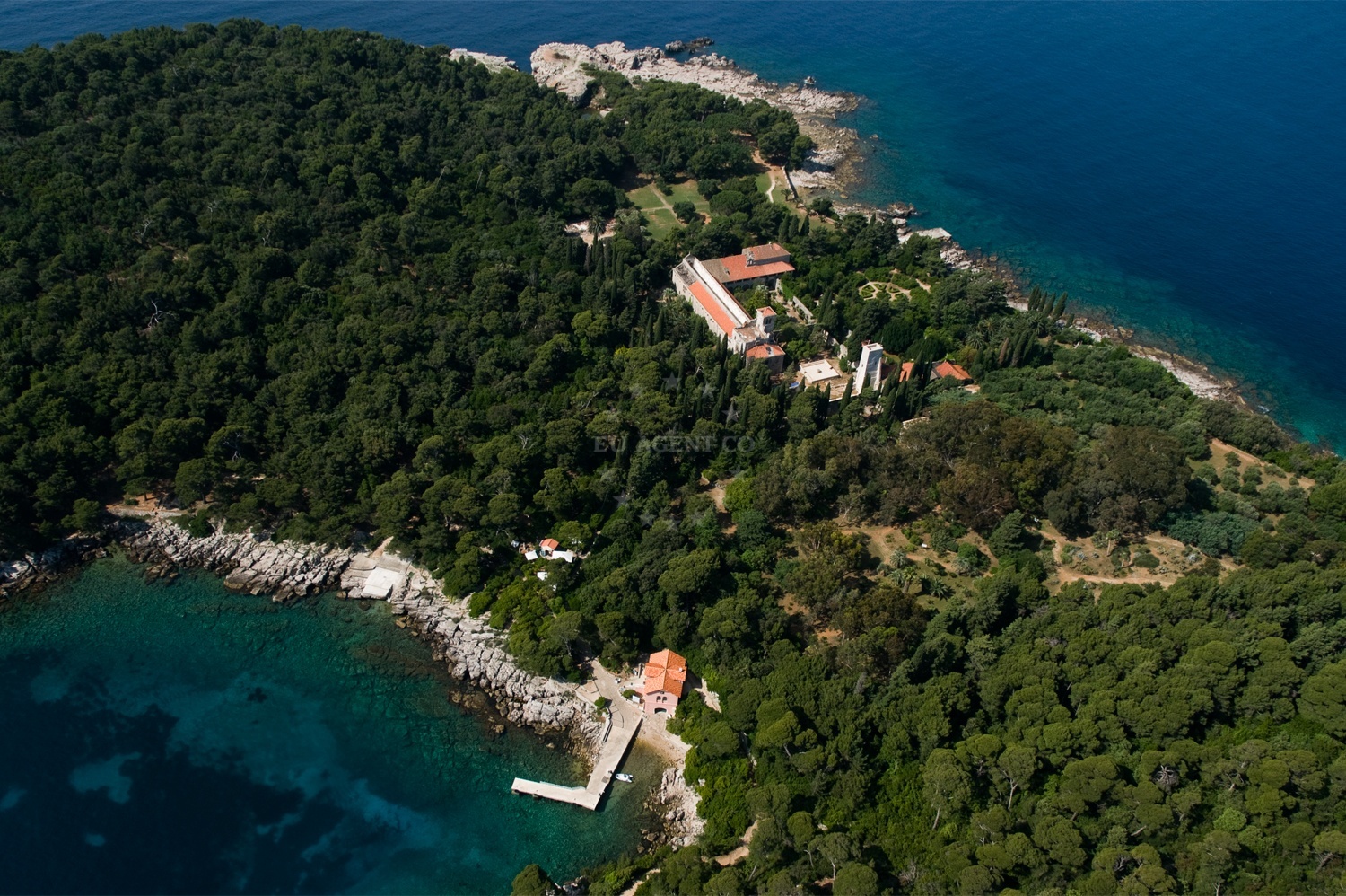 Anchorage on Lokrum Island, South Dalmatia, Croatia with clear waters and natural surroundings