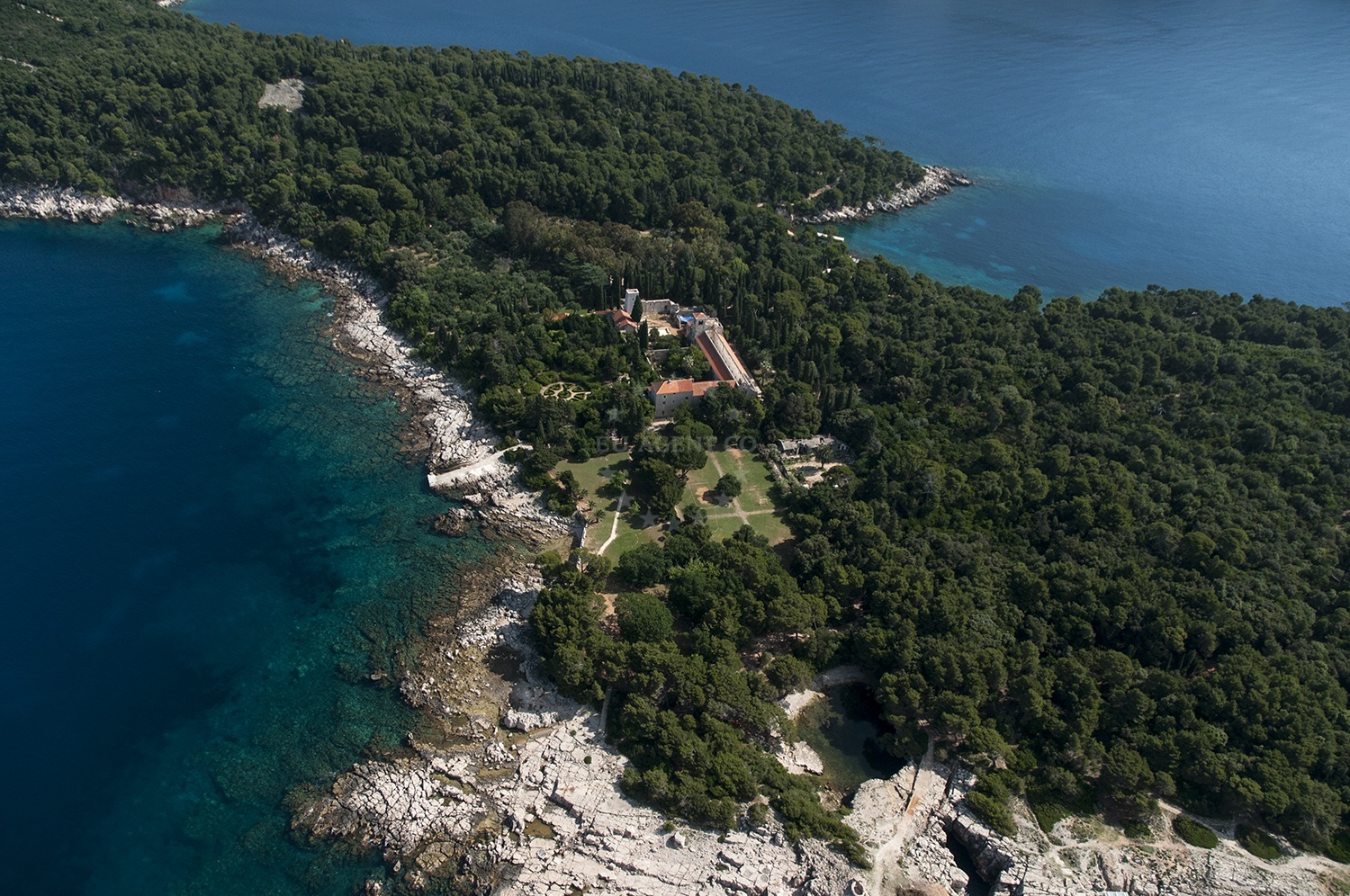 Anchorage on Lokrum Island, South Dalmatia, Croatia with views of the Adriatic Sea