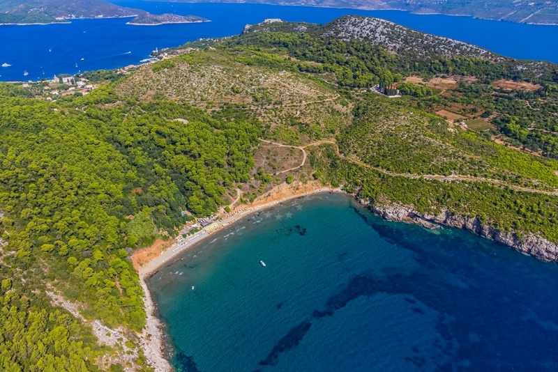 Anchorage in Lopud, Croatia with clear waters and rocky seabed