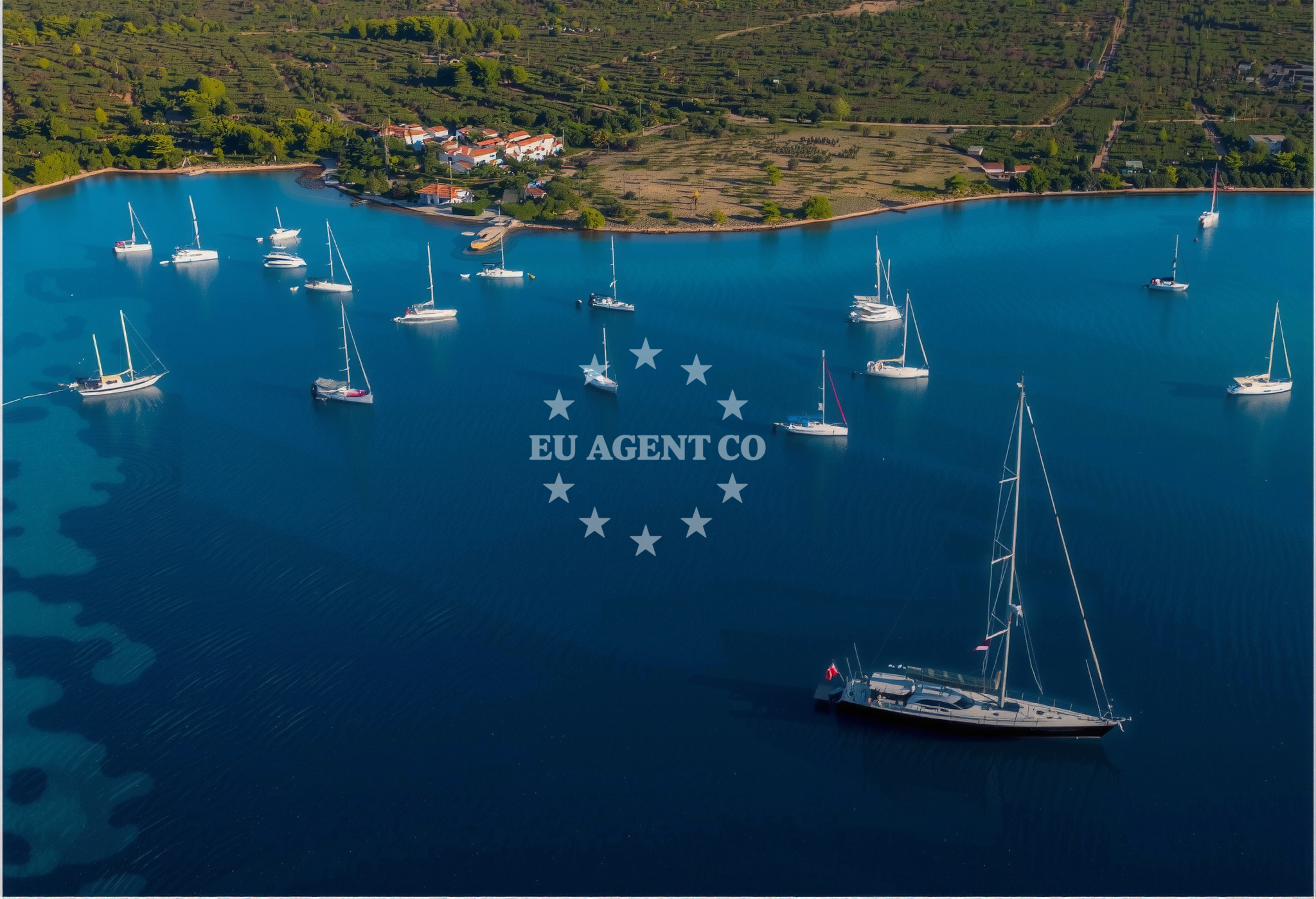 Shallow anchorage in Loviste, Croatia with soft seabed of sand and mud