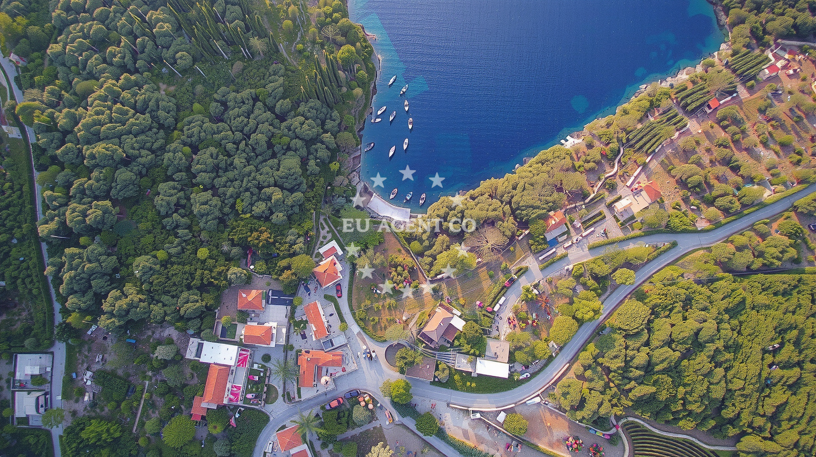 Anchorage in Molunat, South Dalmatia, Croatia with sandy seabed and distant coastal views