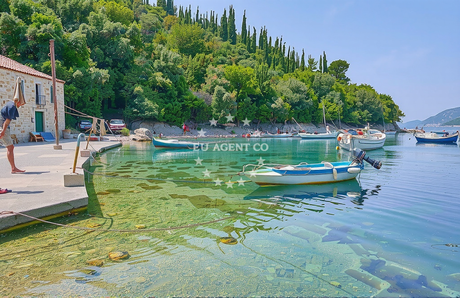 Molunat Beach, South Dalmatia, Croatia with clear waters and rocky shoreline