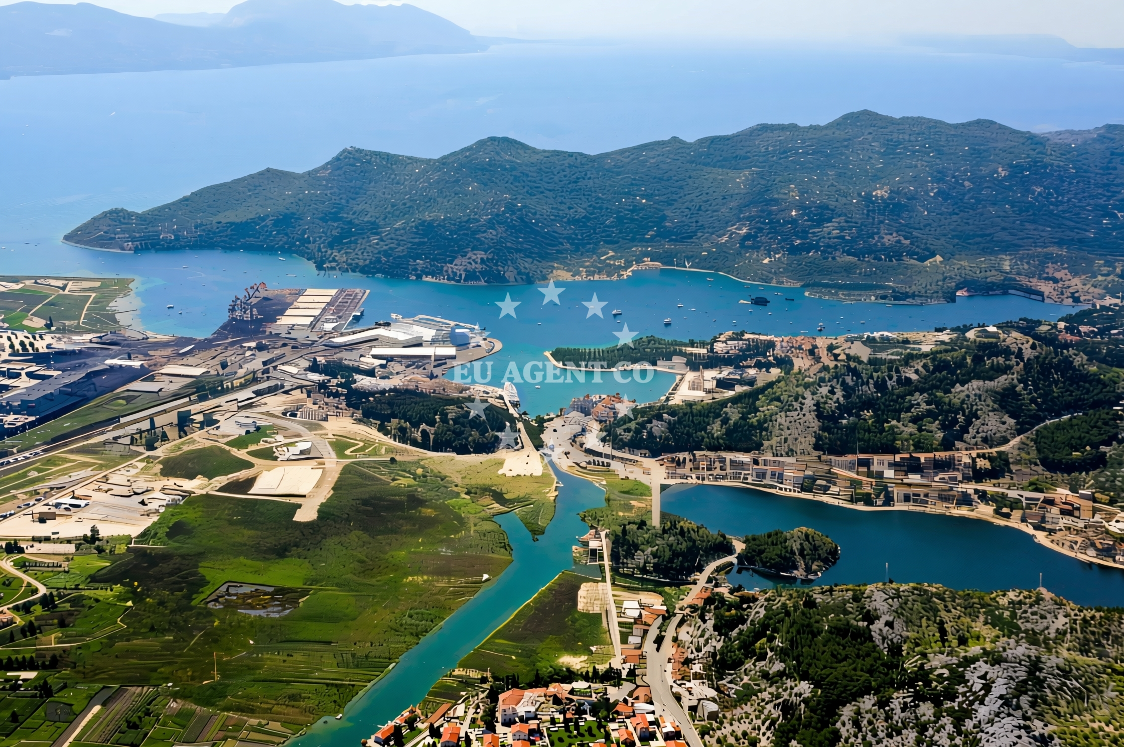 Anchorage in Ploce, South Dalmatia, Croatia with mud seabed and nearby Dobrogošća