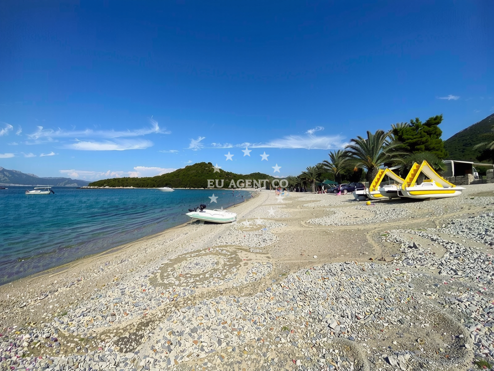 Anchorage in Trpanj, South Dalmatia, Croatia with calm waters and sandy seabed