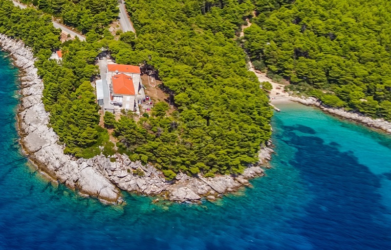 Trstenik Anchorage in South Dalmatia, Croatia with calm waters and nearby Orebić coastline
