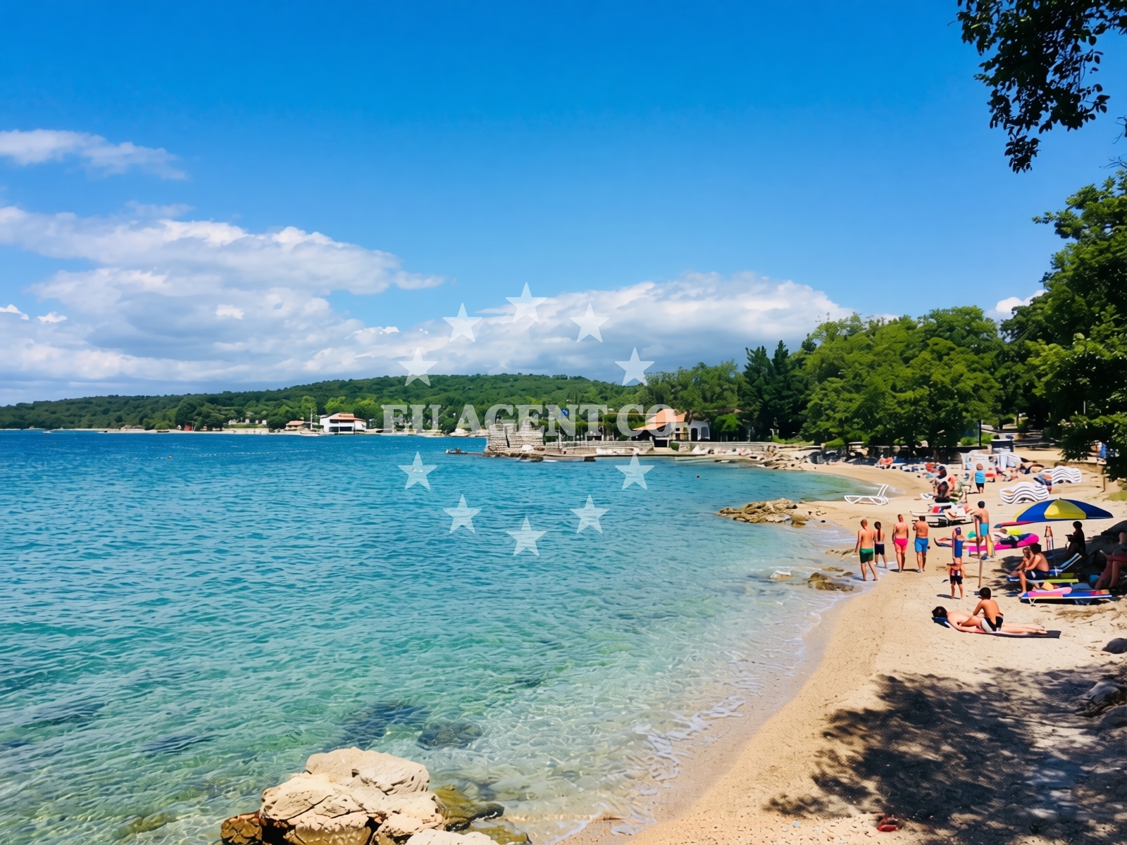 Overview of Adriatic beach in 14 Primorska cesta, Njivice