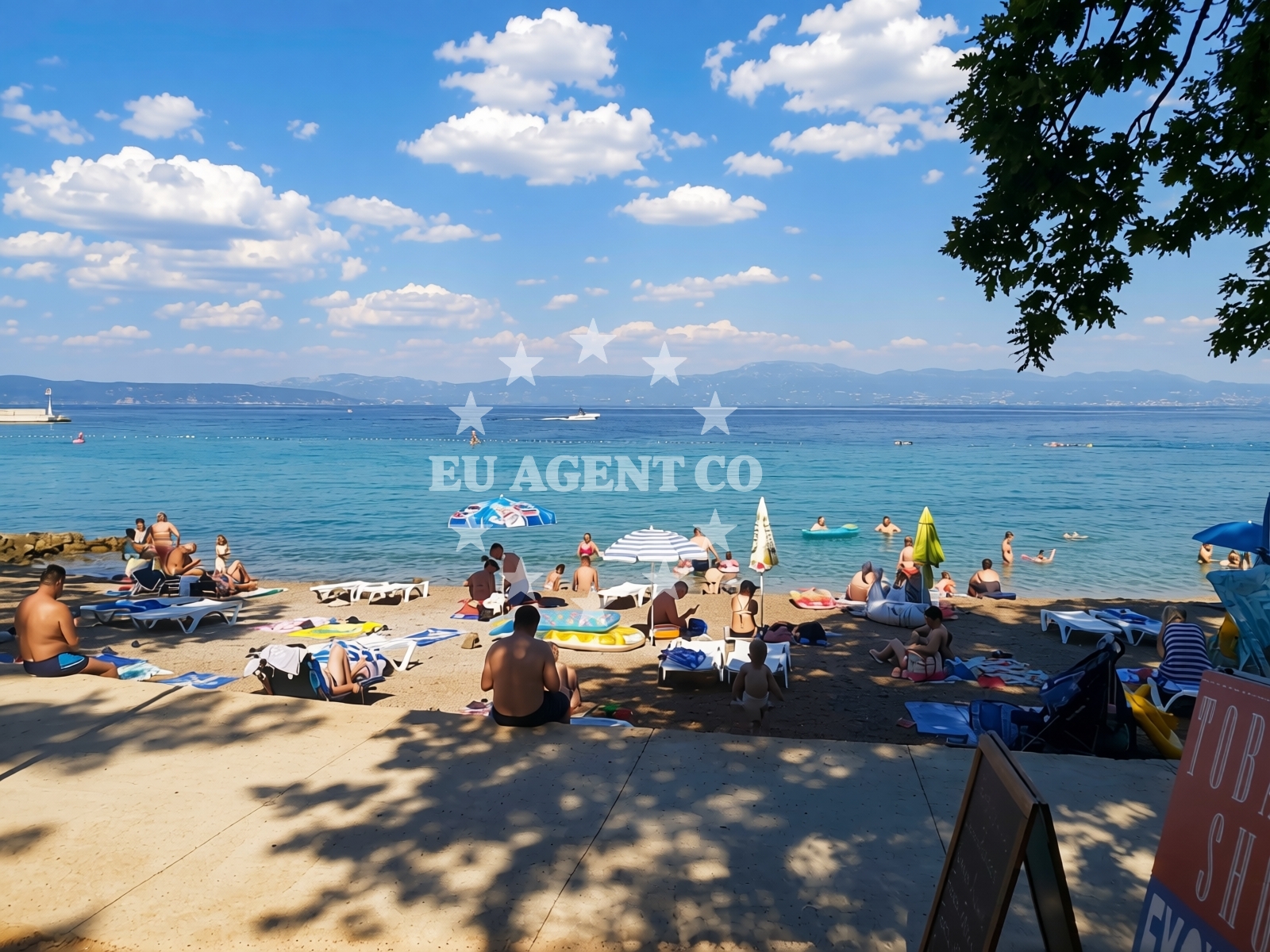 Beach facilities and surroundings at Adriatic beach in 14 Primorska cesta, Njivice