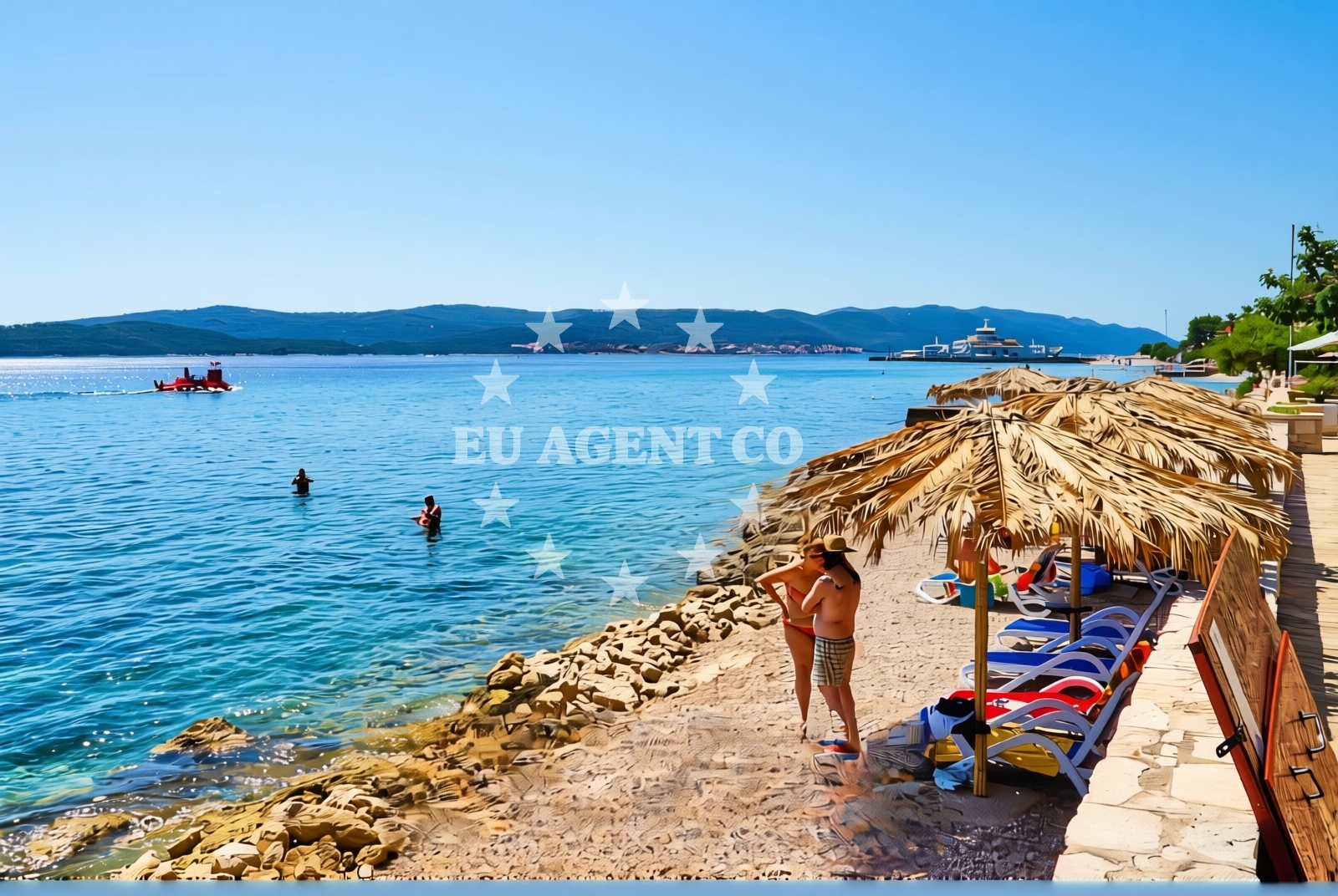 Shoreline and swimming area at Adriatic, Orebić Beach in Adriatic
