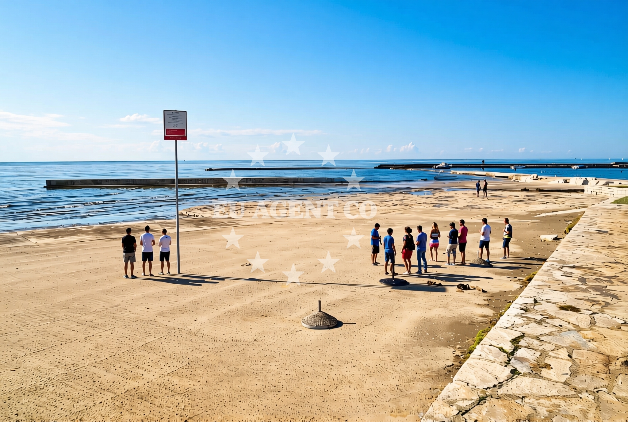 Sea and coastal view of Adriatic, Umag Beach in Adriatic