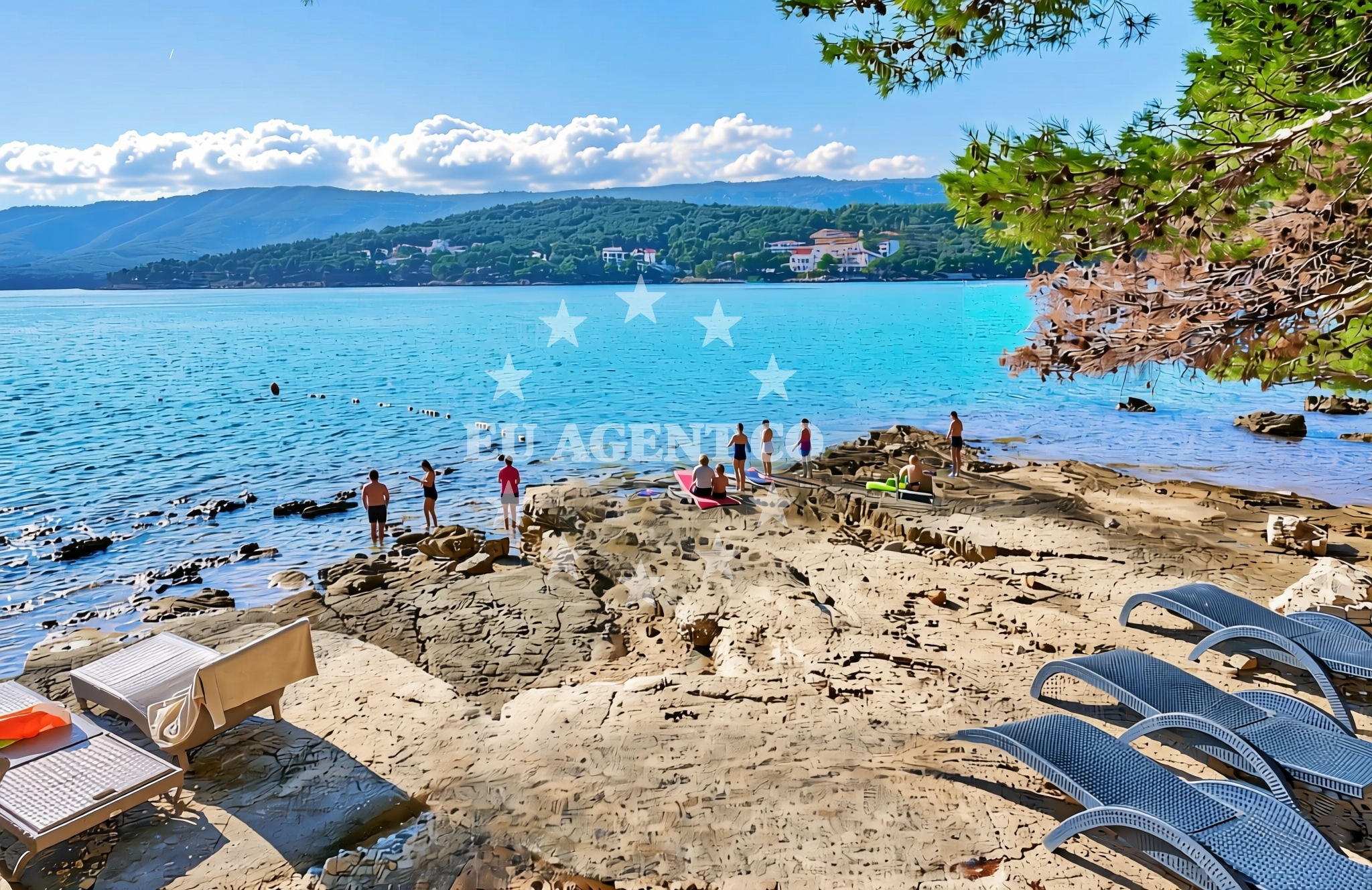 Shoreline and swimming area at Adriatic, Vrboska (Hvar) Beach in Adriatic