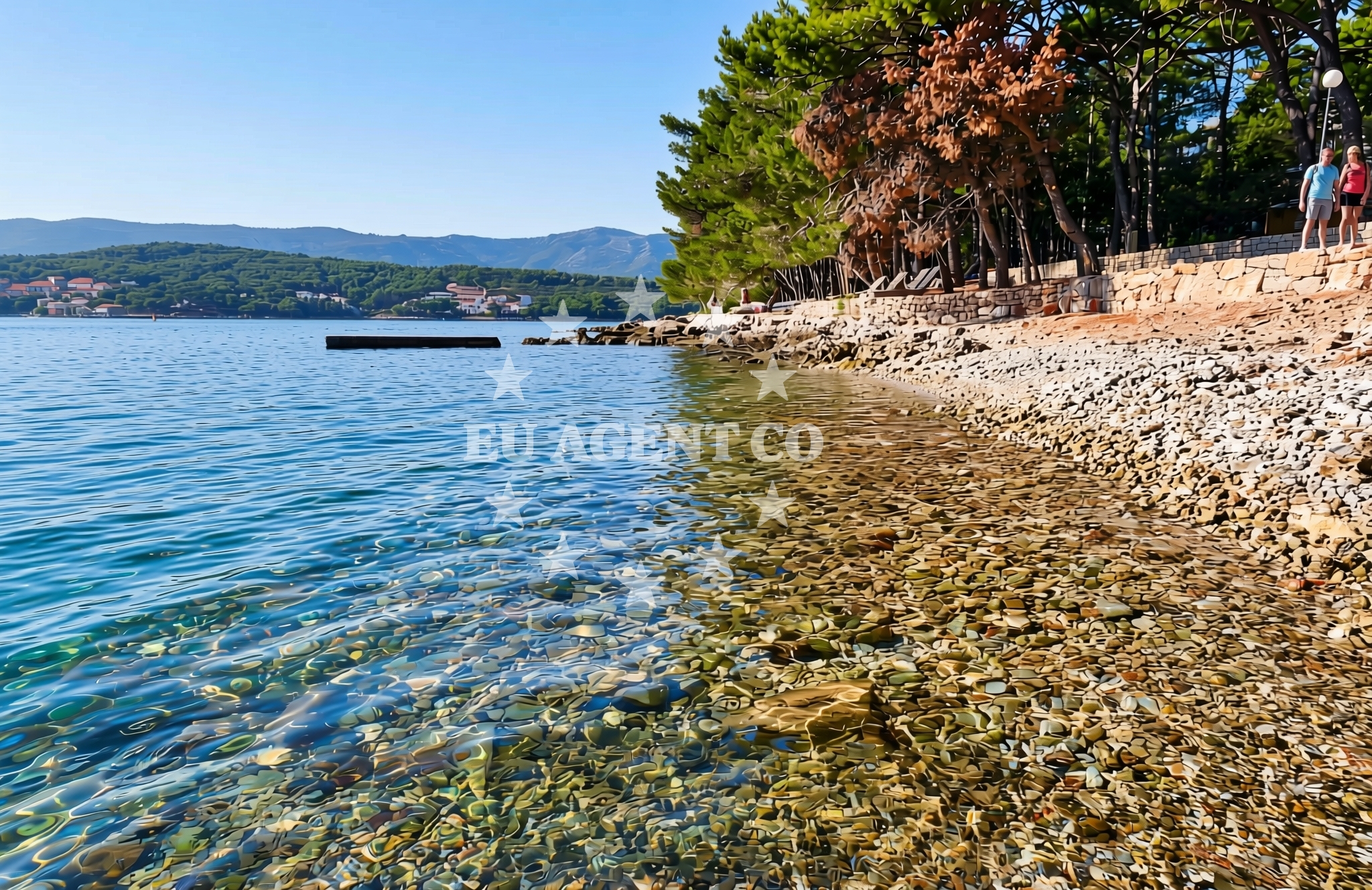 Beach facilities and surroundings at Adriatic, Vrboska (Hvar) Beach in Adriatic