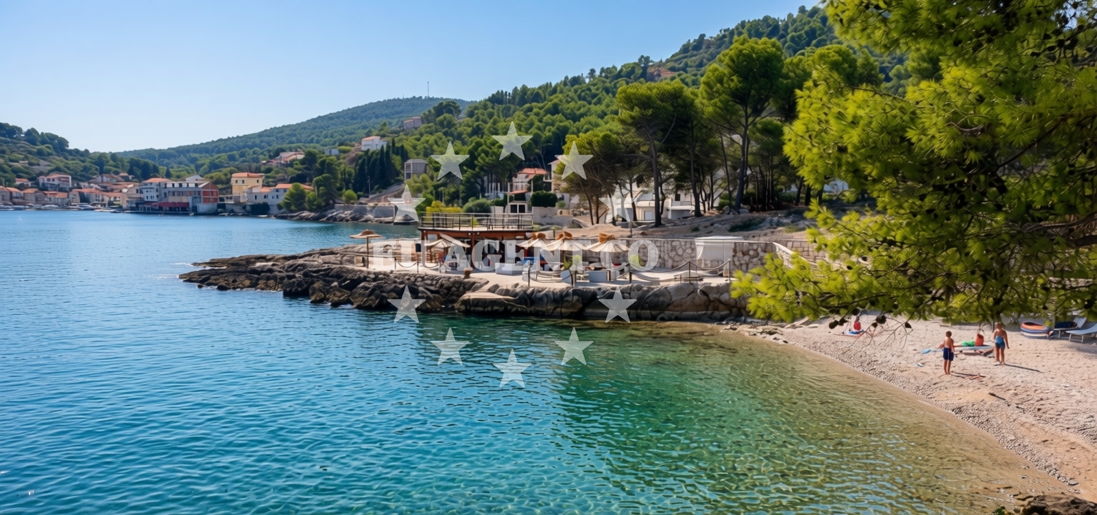 Beach facilities and surroundings at Africa's beach in 39 Riva Pelegrina, Stomorska