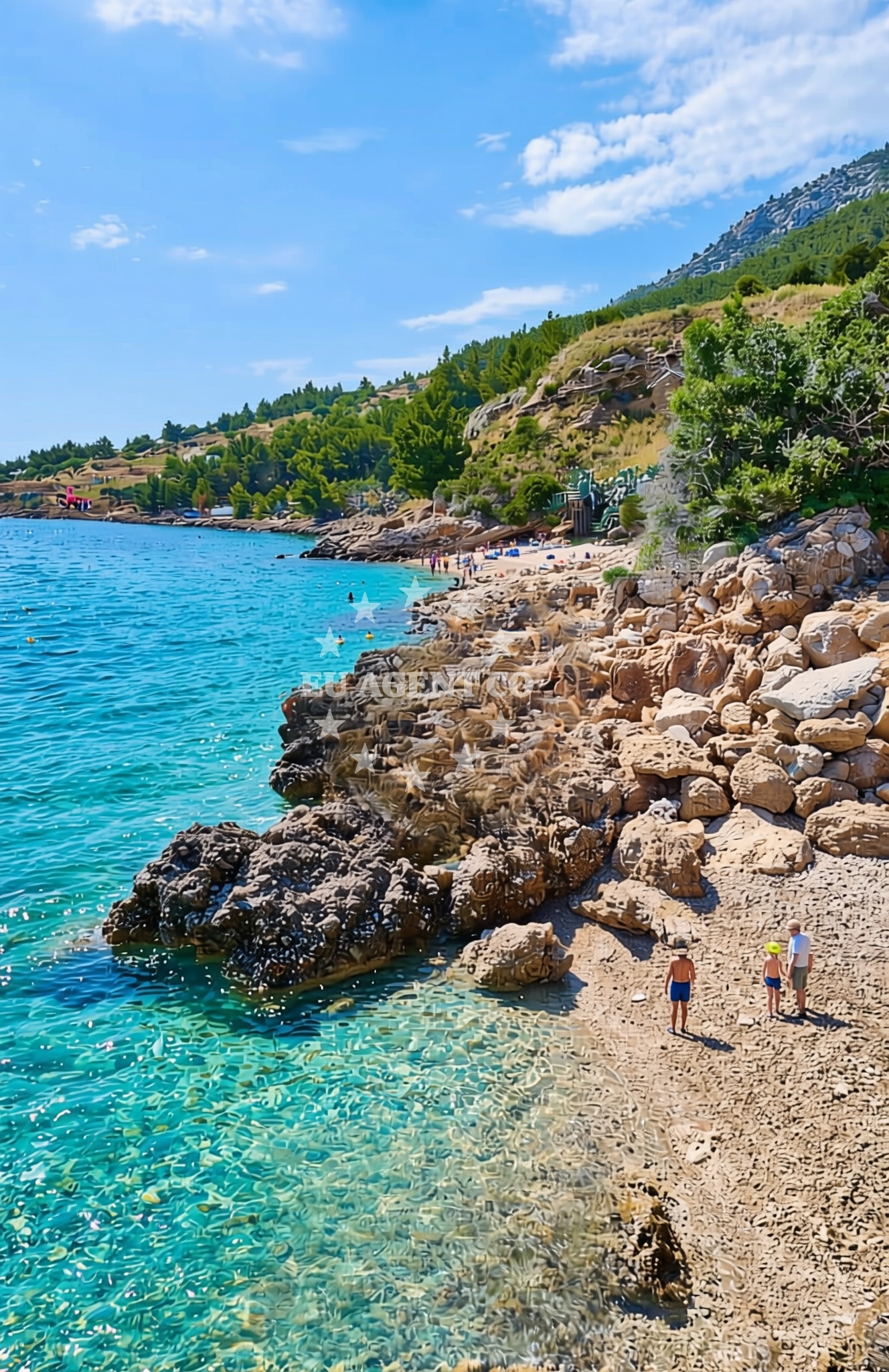Shoreline and swimming area at Aloa, Bol (Brač) Beach in Aloa