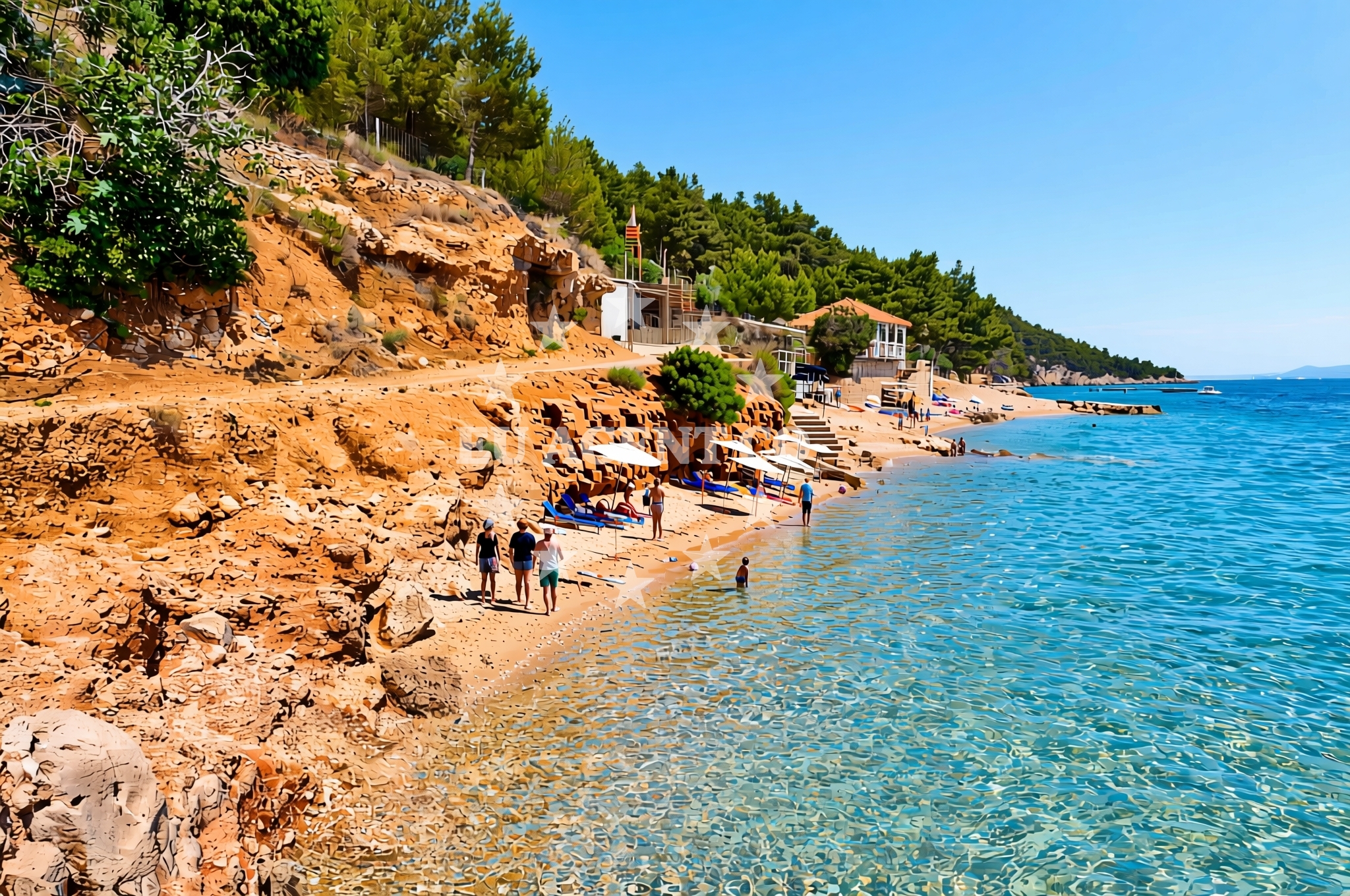 Sea and coastal view of Aloa, Bol (Brač) Beach in Aloa