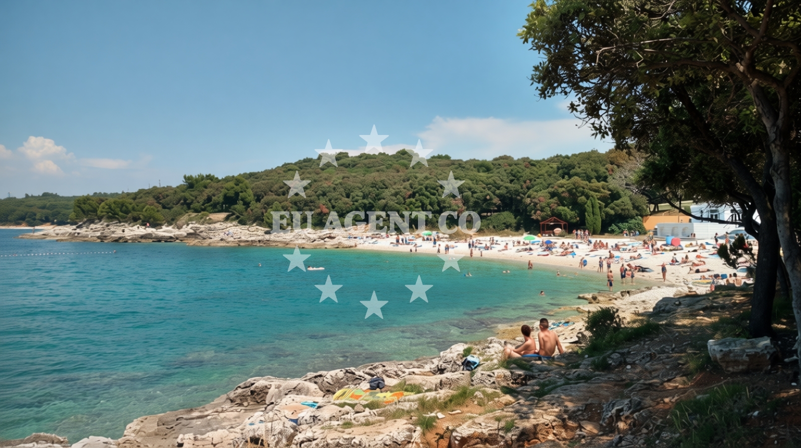 Overview of Ambrela beach in Verudella 16, Pula