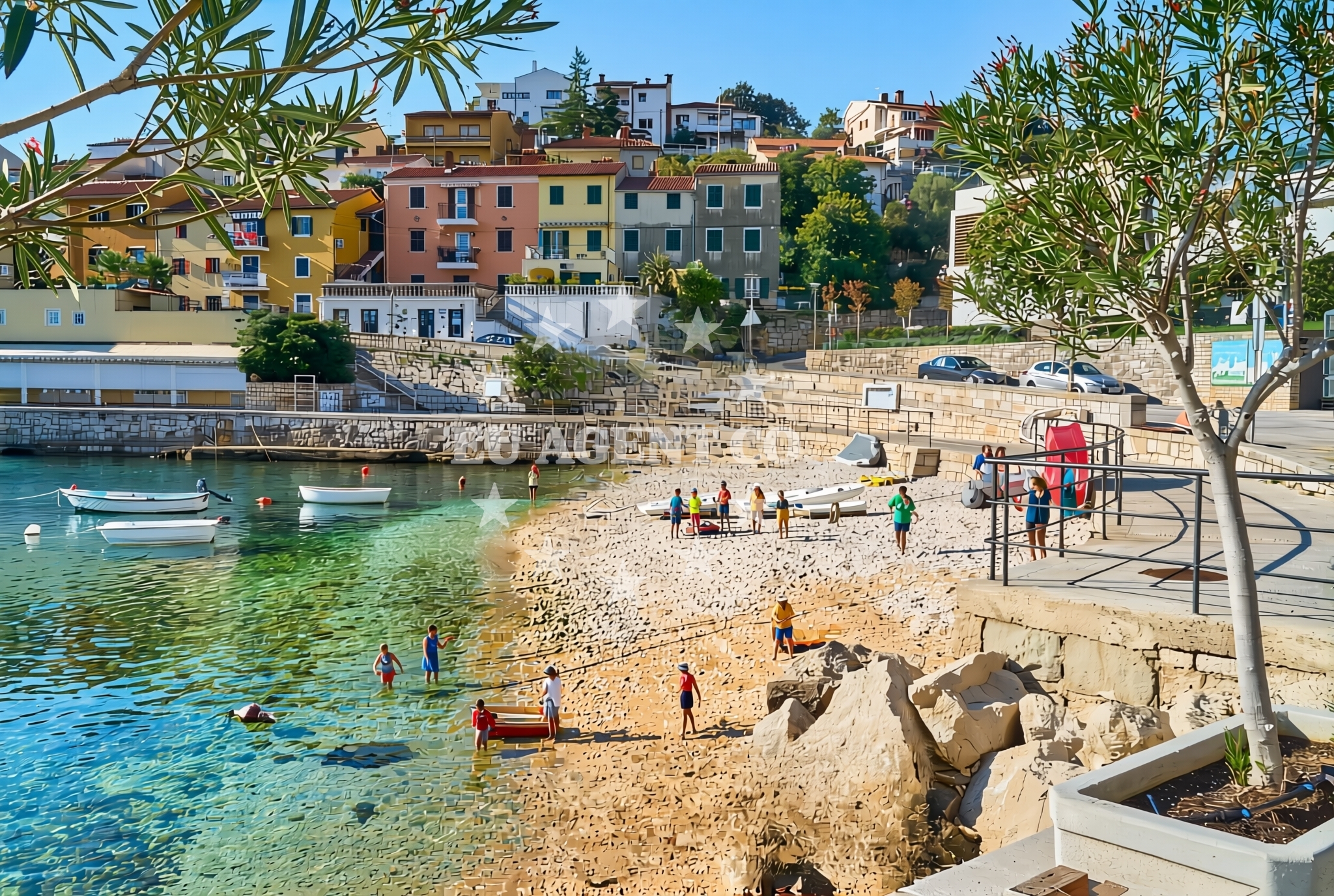Sea and coastal view of Amfora, Rabac Beach in Amfora