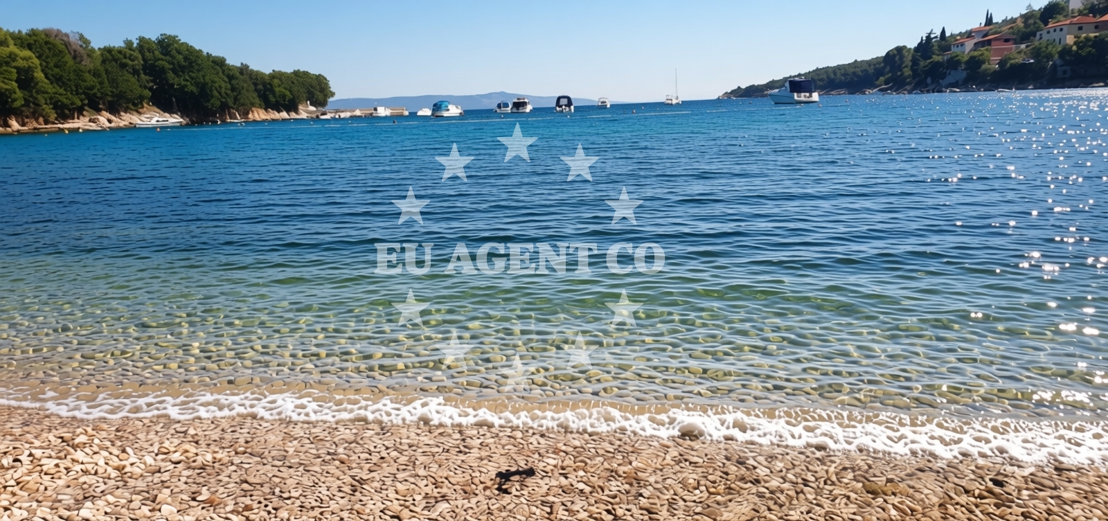 Shoreline and swimming area at Andrea beach in Marina 39 Sveta Marina, Rabac