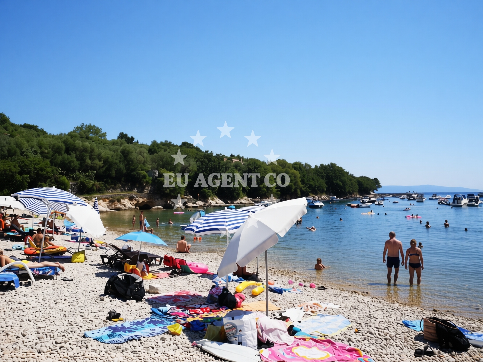 Sea and coastal view of Andrea beach in Marina 39 Sveta Marina, Rabac