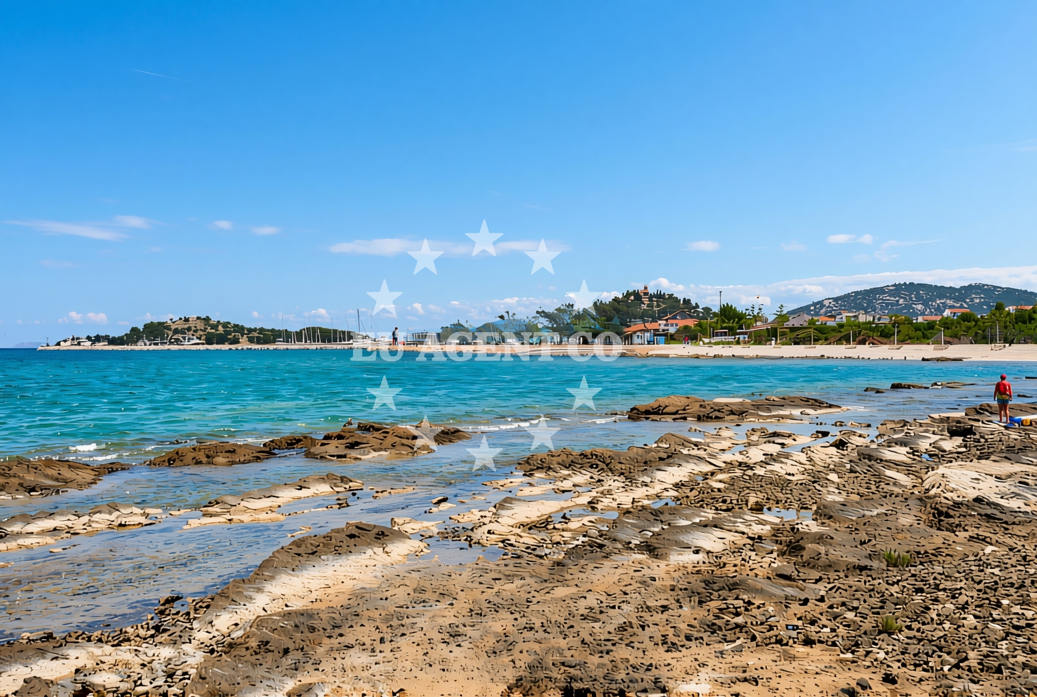 Shoreline and swimming area at Antašinov rt (dog beach), Vodice Beach in Antašinov rt (plaža za pse)