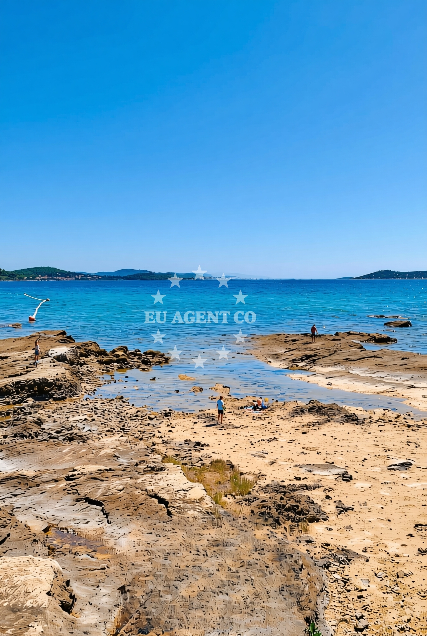 Sea and coastal view of Antašinov rt (dog beach), Vodice Beach in Antašinov rt (plaža za pse)