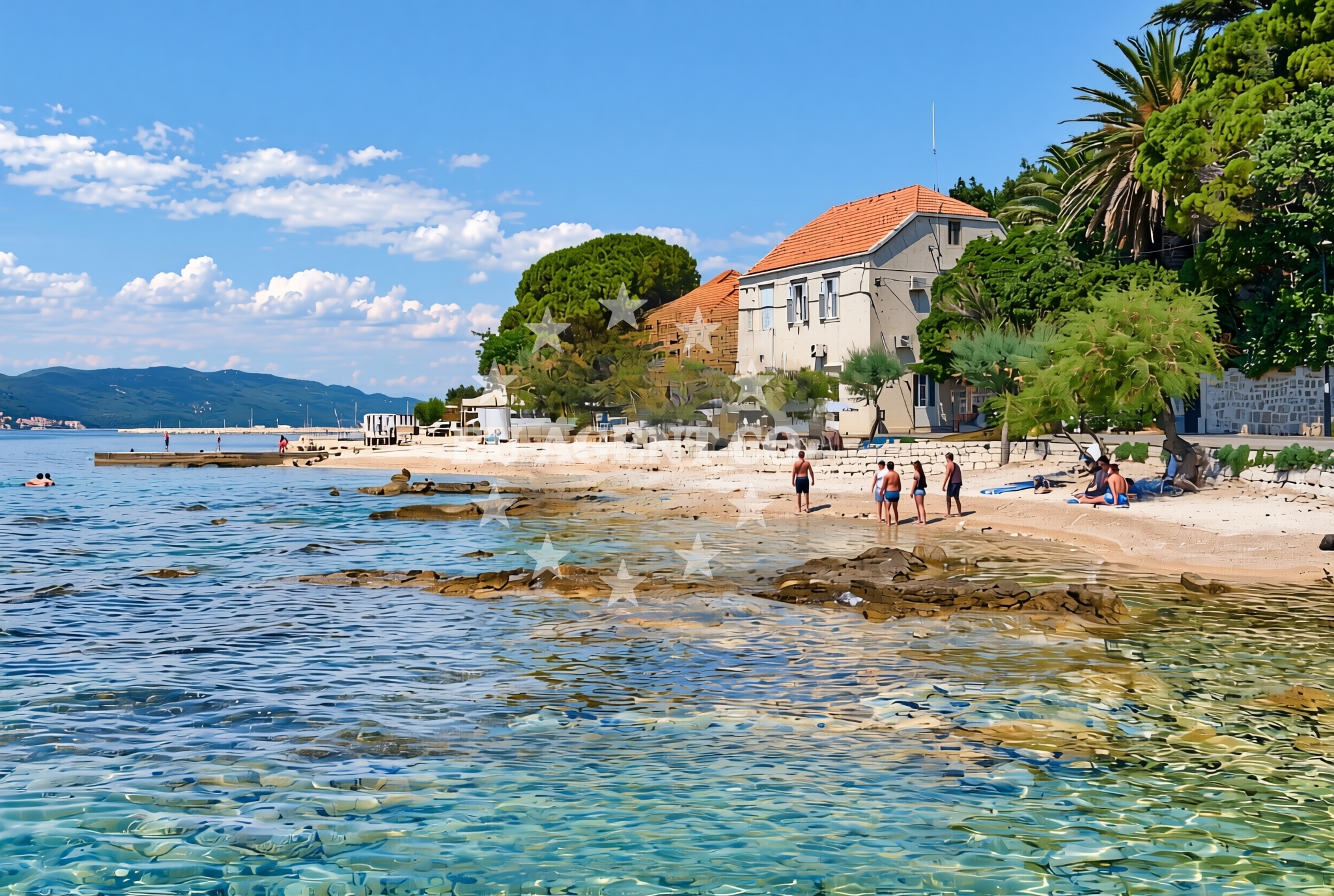 Shoreline and swimming area at Anuncijata, Orebić Beach in Anuncijata