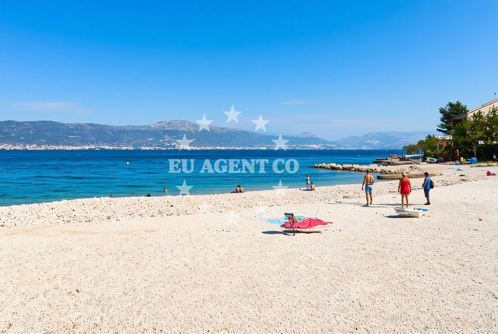 Shoreline and swimming area at Arbanija istok, Arbanija (Čiovo) Beach in Arbanija istok